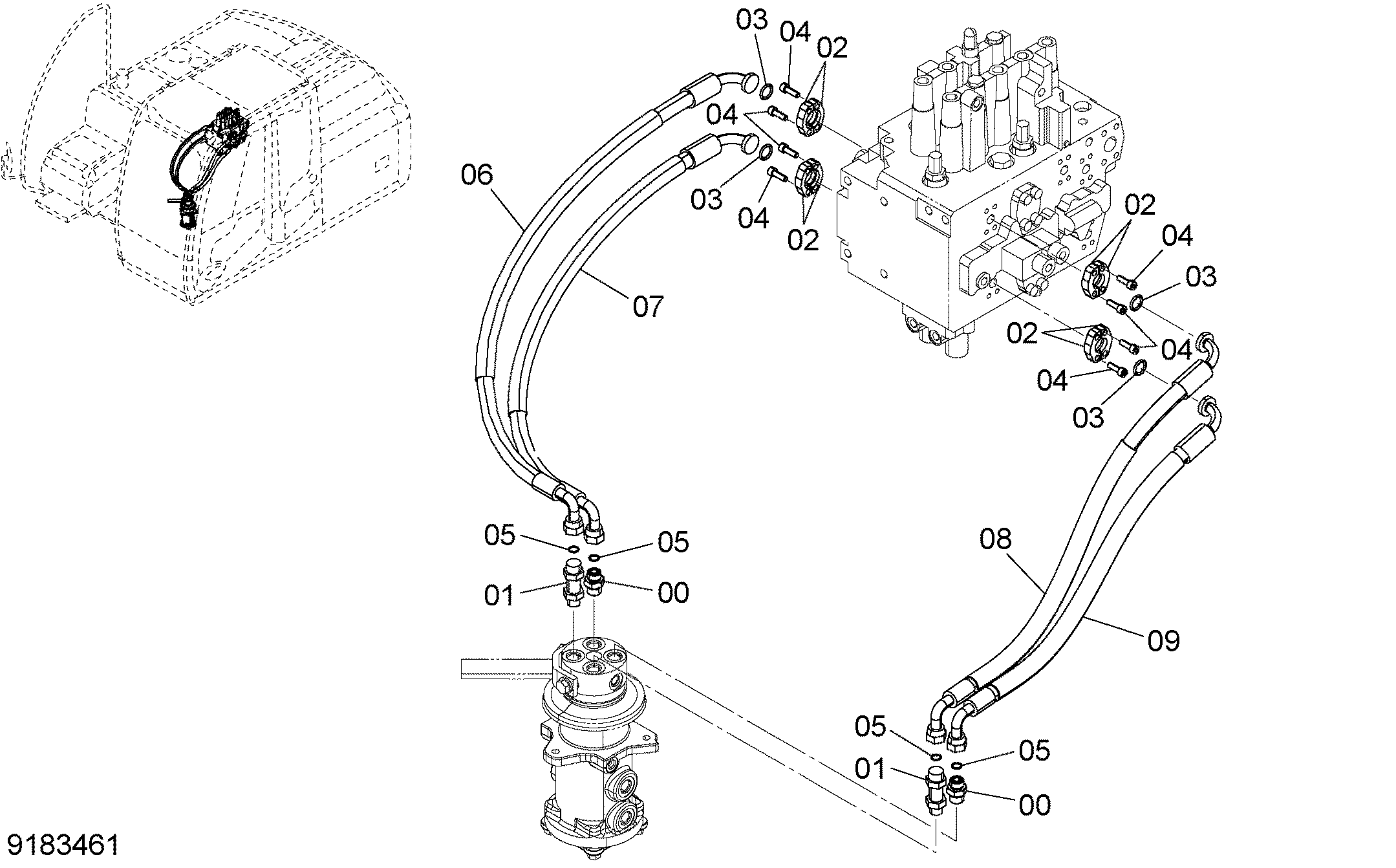 Схема Основные гидролинии (4) HITACHI ZX120
