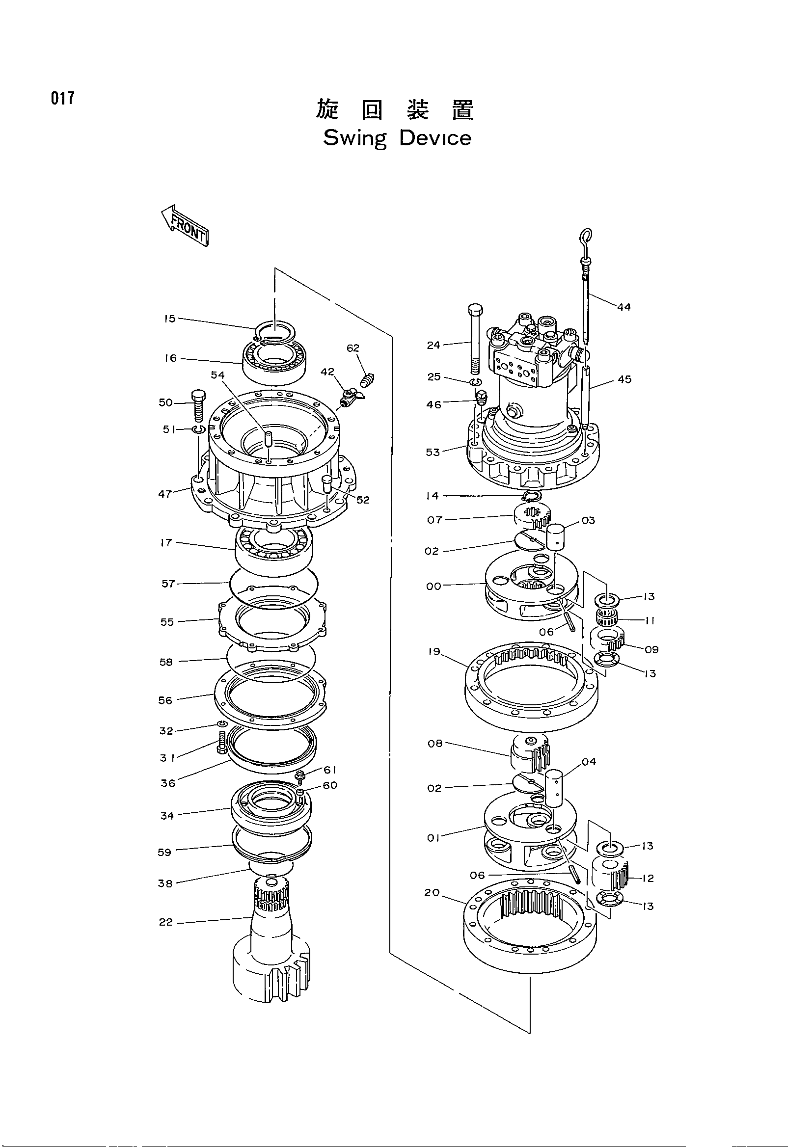 Схема Механизм поворота HITACHI EX220