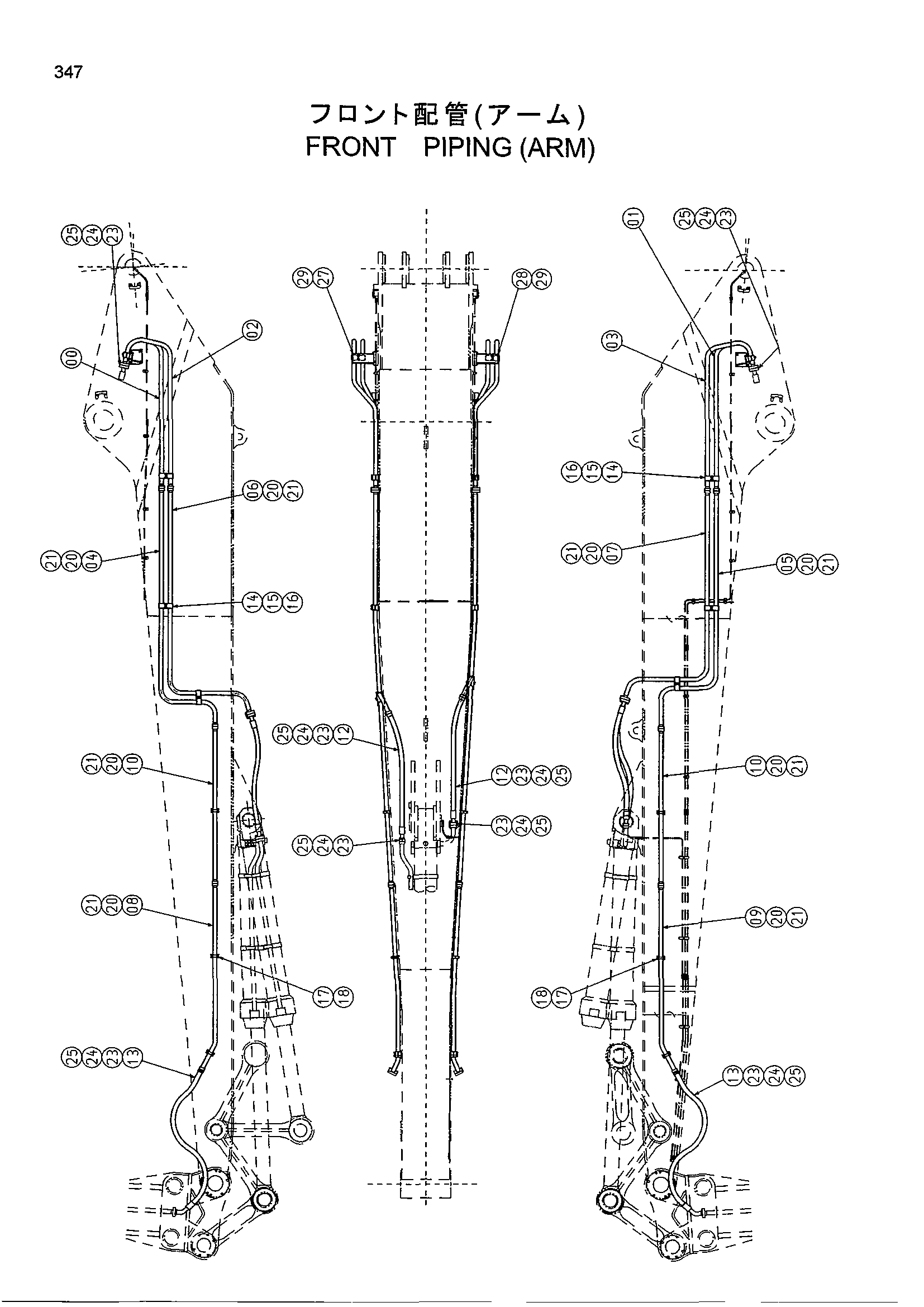 Схема Гидролинии рабочего оборудования (рукоять) HITACHI EX1800-3