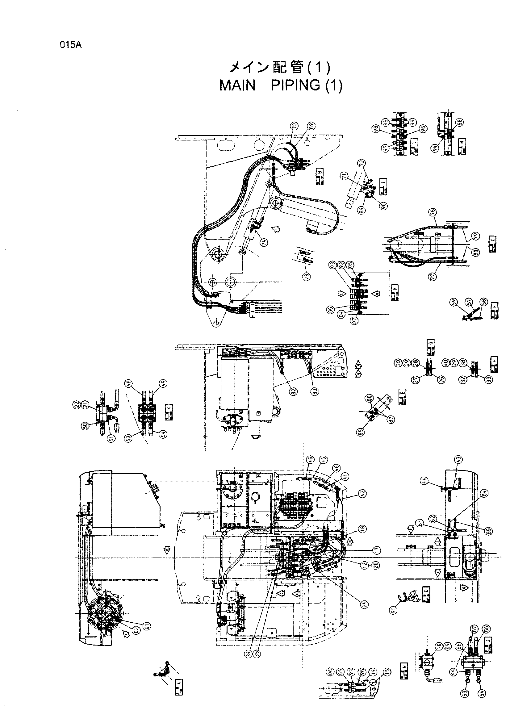 Схема Основные гидролинии (1) HITACHI HX140B
