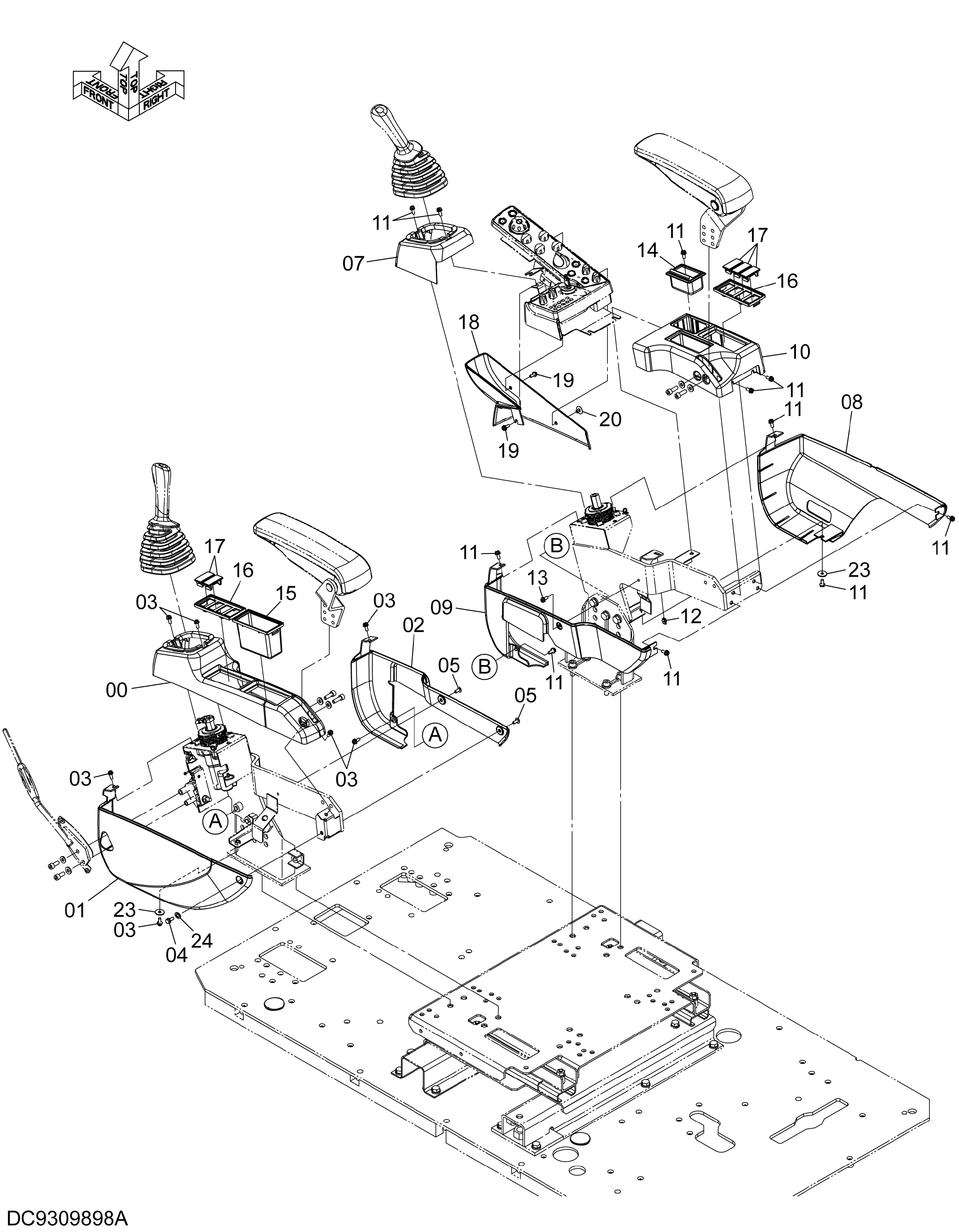 Схема Консоль крышка HITACHI ZX470LCH-5B