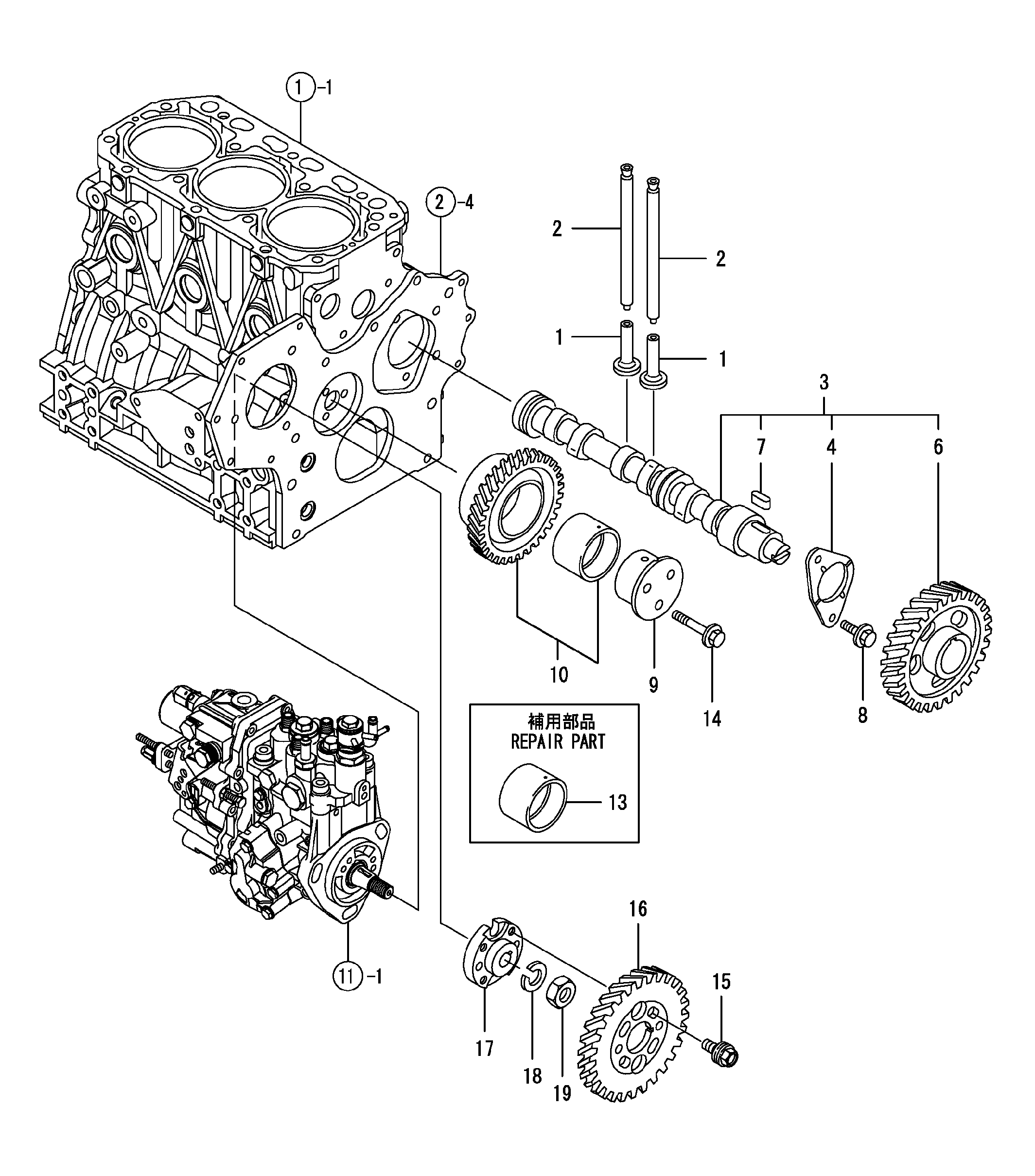 Схема Камсхафт, дривинг шестерня HITACHI ZX29U-3F