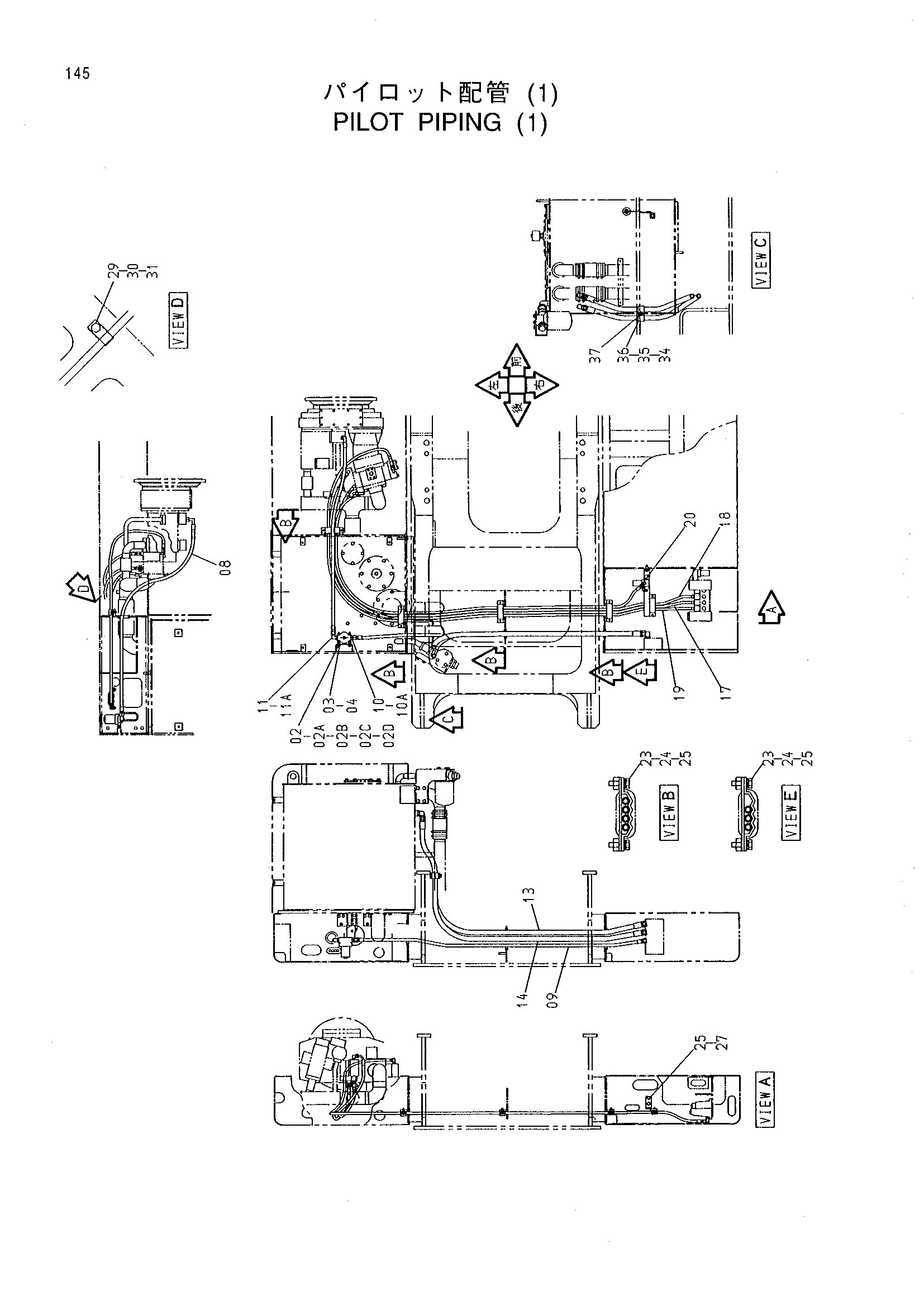 Схема Пилотные гидролинии (1) HITACHI MX5015