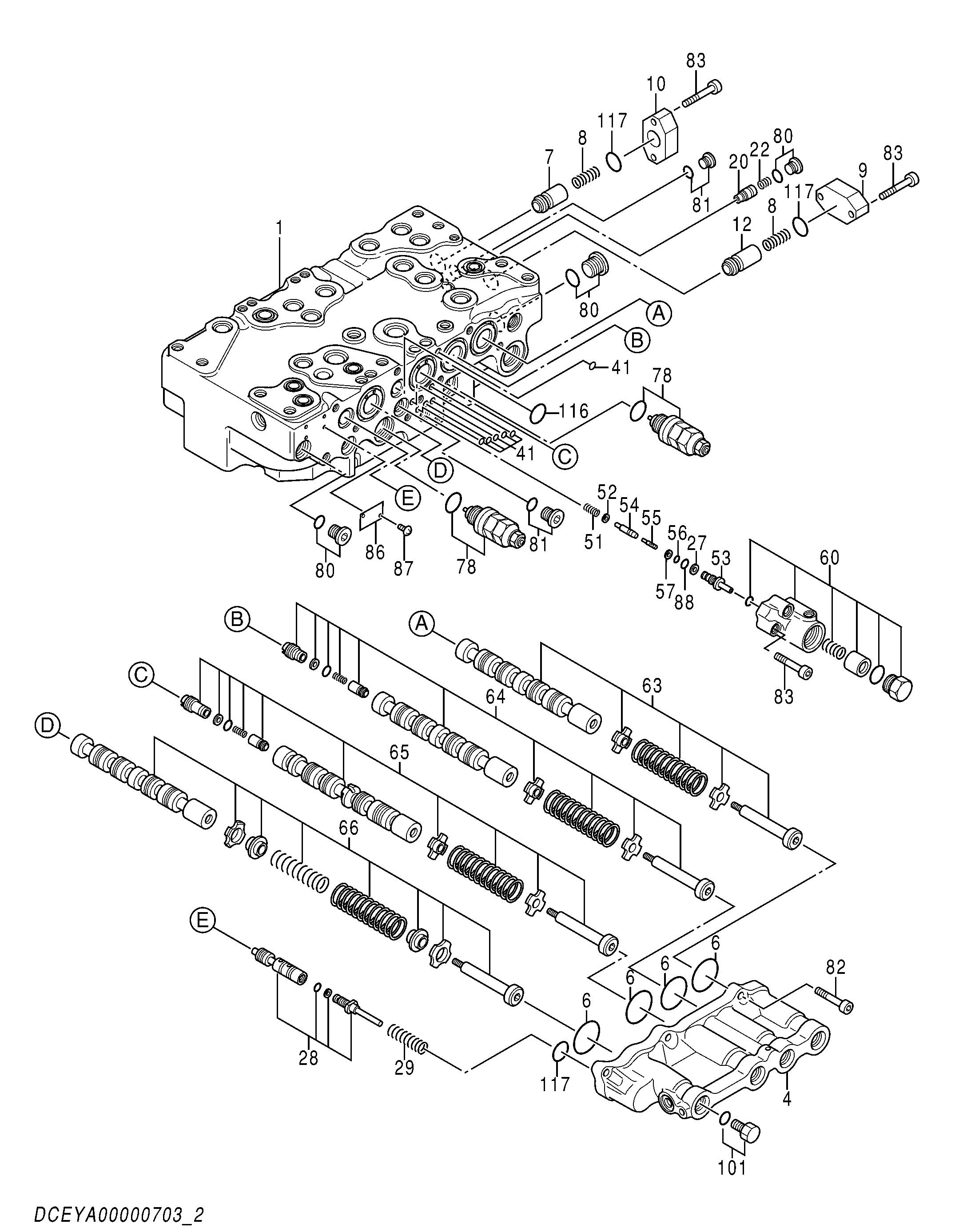 Схема Гидрораспределитель (2/5) HITACHI ZX200LC-5G