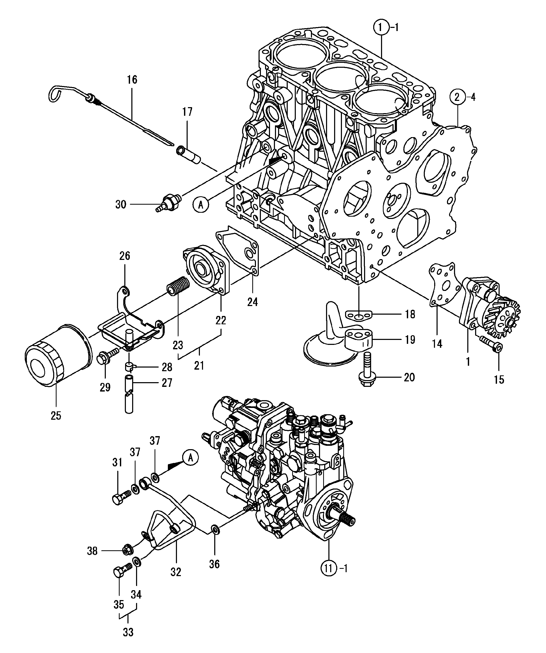 Схема Луб.оил система HITACHI ZX29U-3