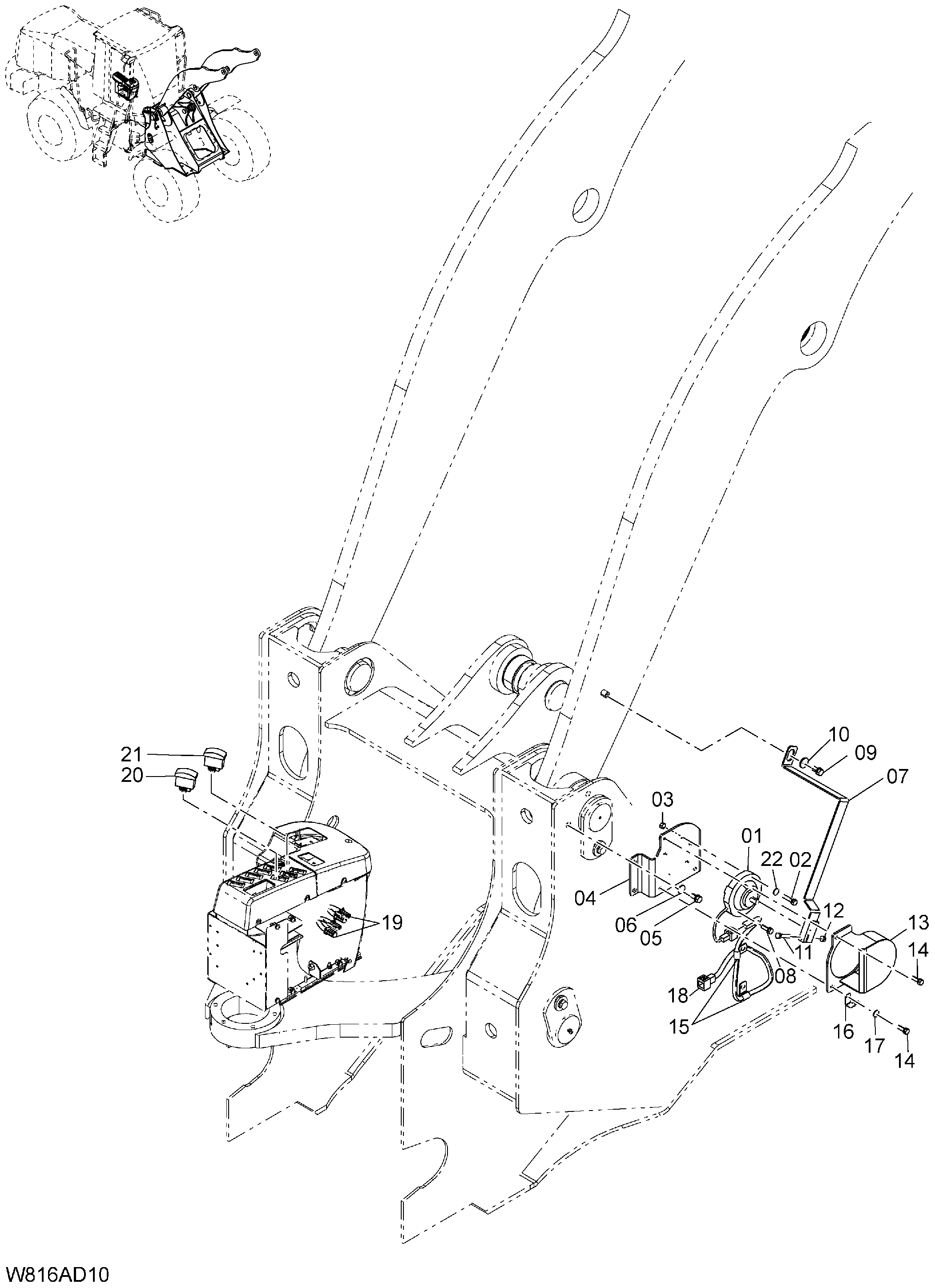 Схема Подъём рукоять автоматический левелер система(ADH) HITACHI ZW220-HCMF