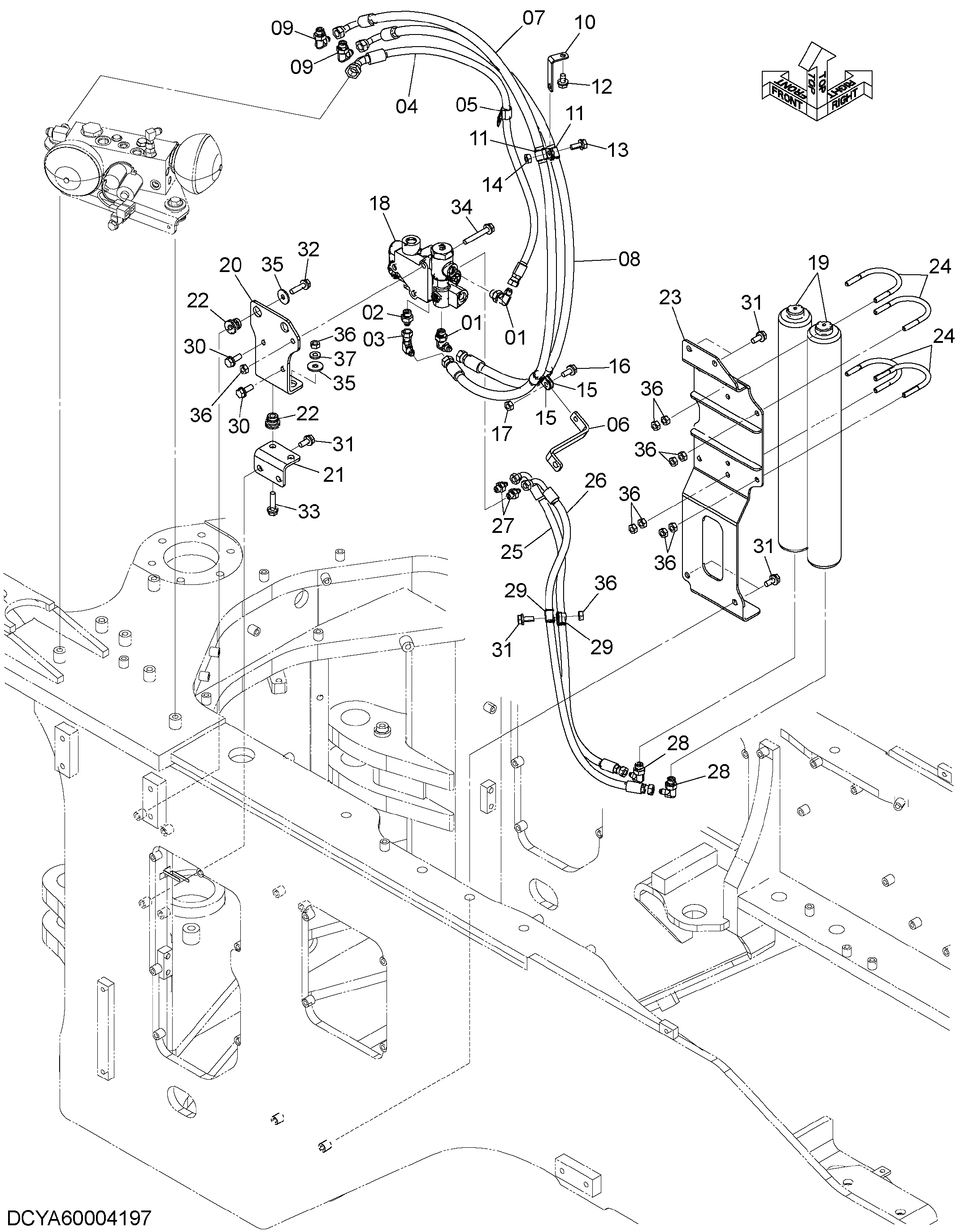 Схема Тормоз трубопроводы (1) HITACHI ZW250-5B