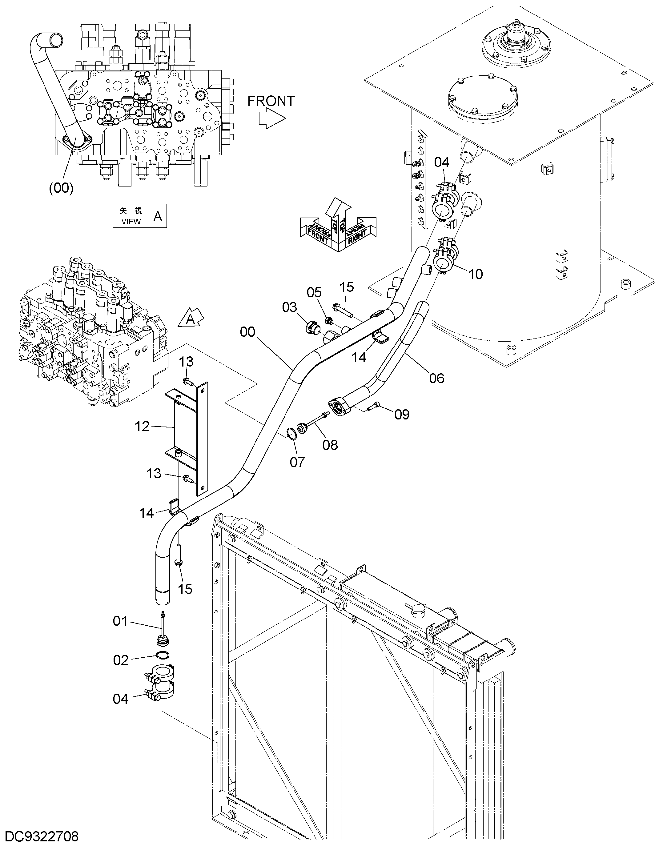 Схема Обратные трубопроводы (1) HITACHI ZX350H-5G