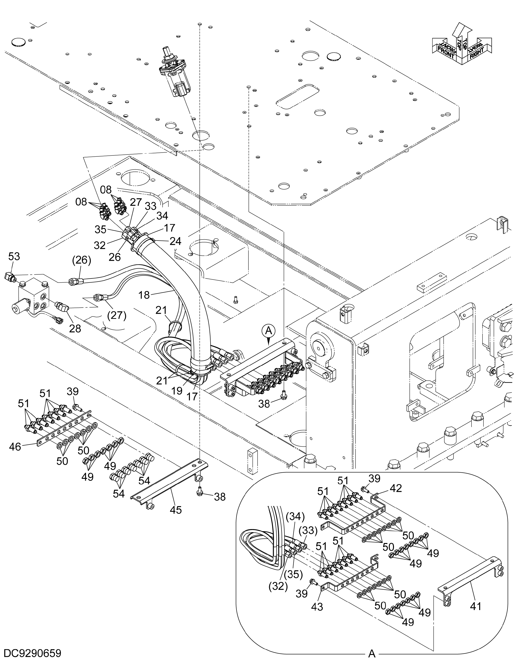 Схема Пилотные гидролинии (G)(пол) HITACHI ZX350K-3