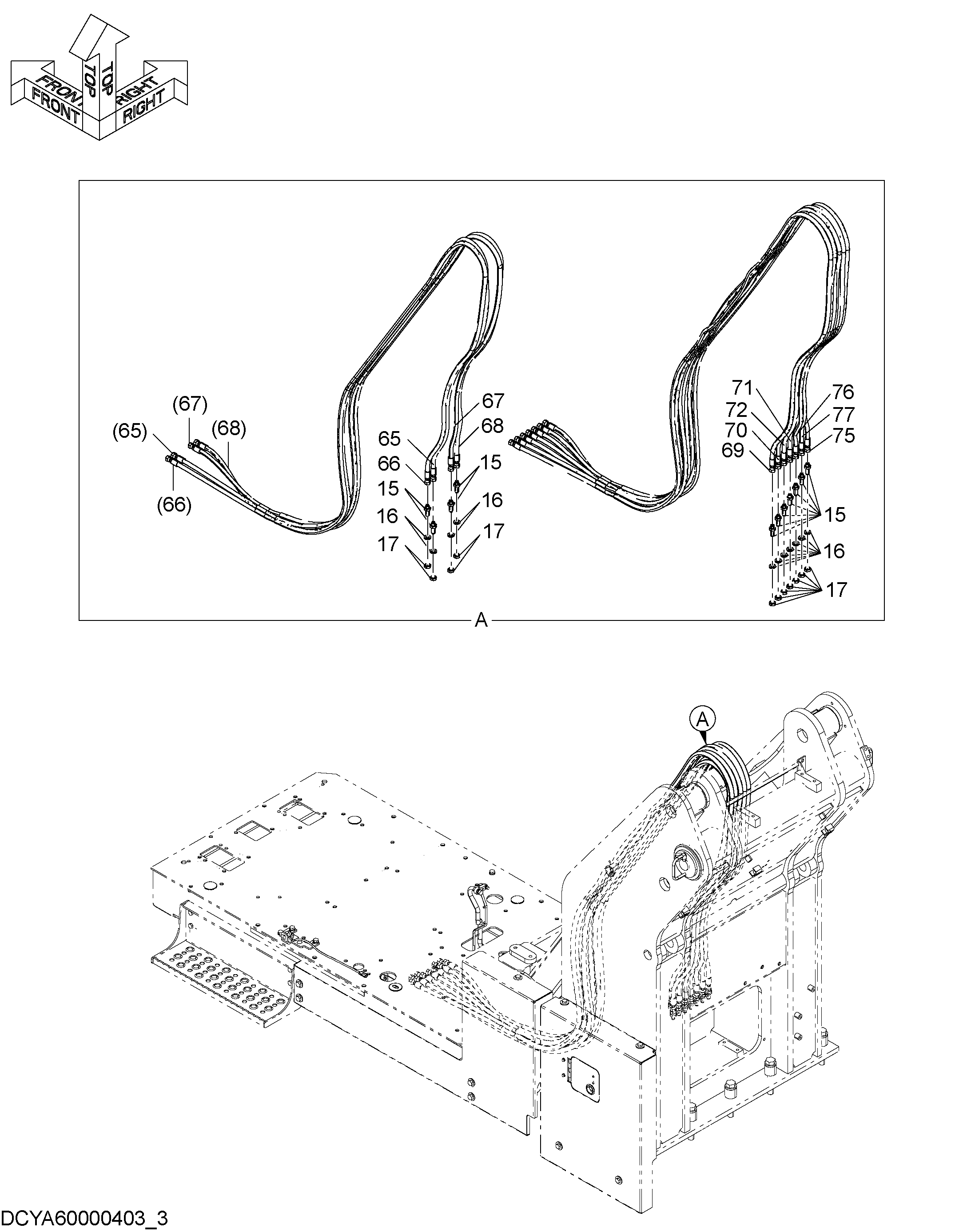 Схема Пилотные гидролинии (тяга)(3) HITACHI ZX240-3