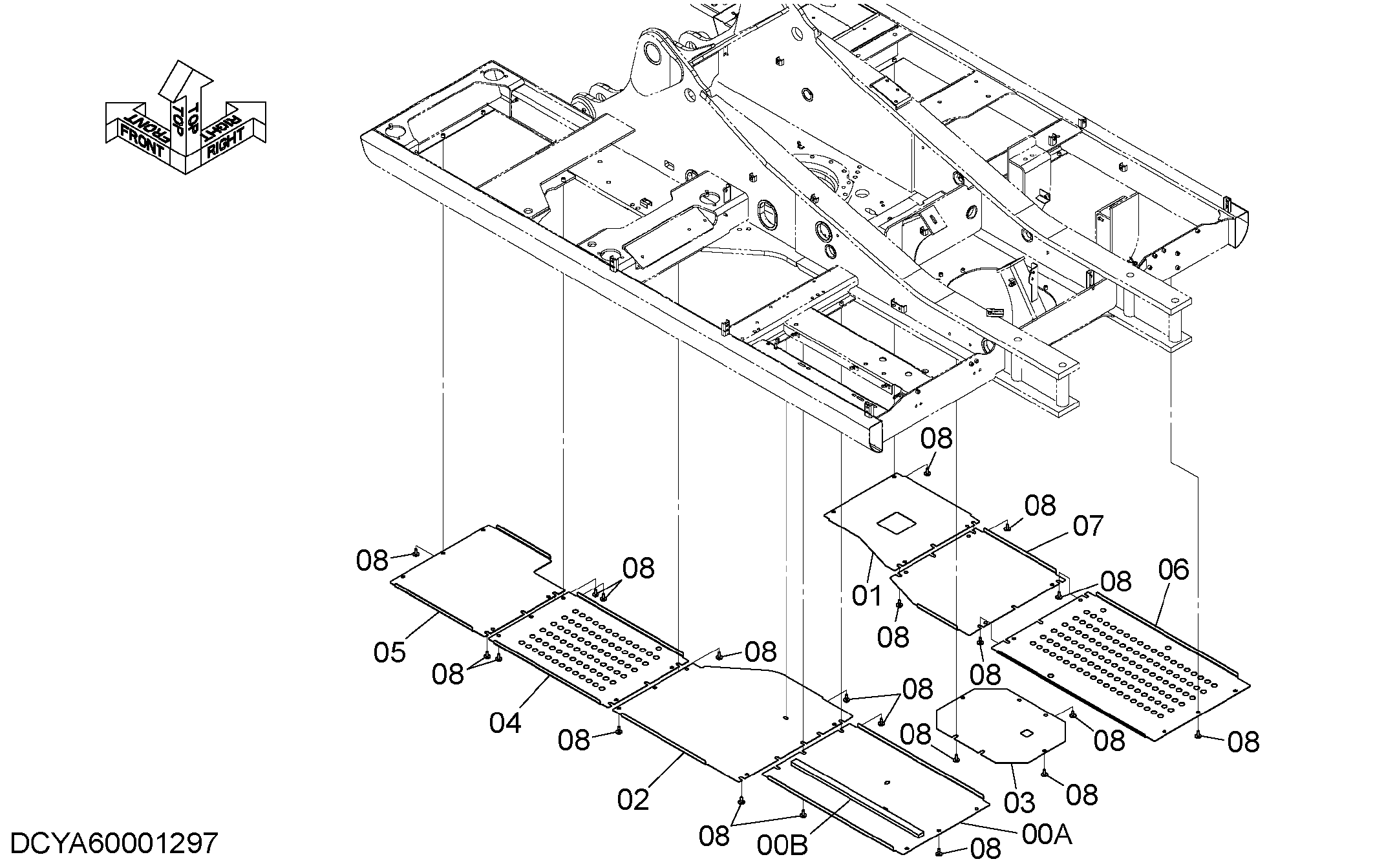 Схема Нижняя защита (t=1.6mm) HITACHI ZX280-5G