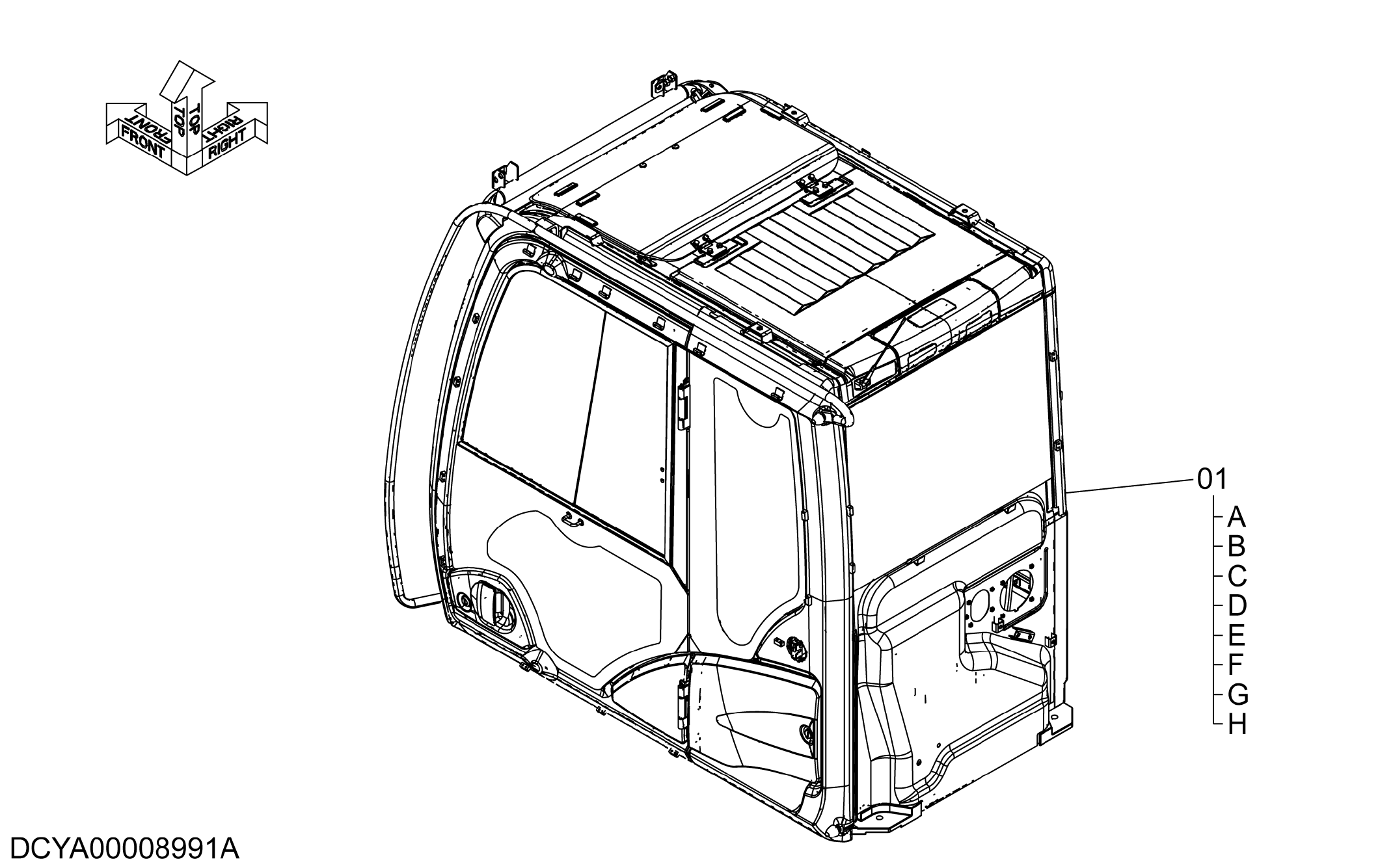 Схема Кабина HITACHI ZX470LC-5B
