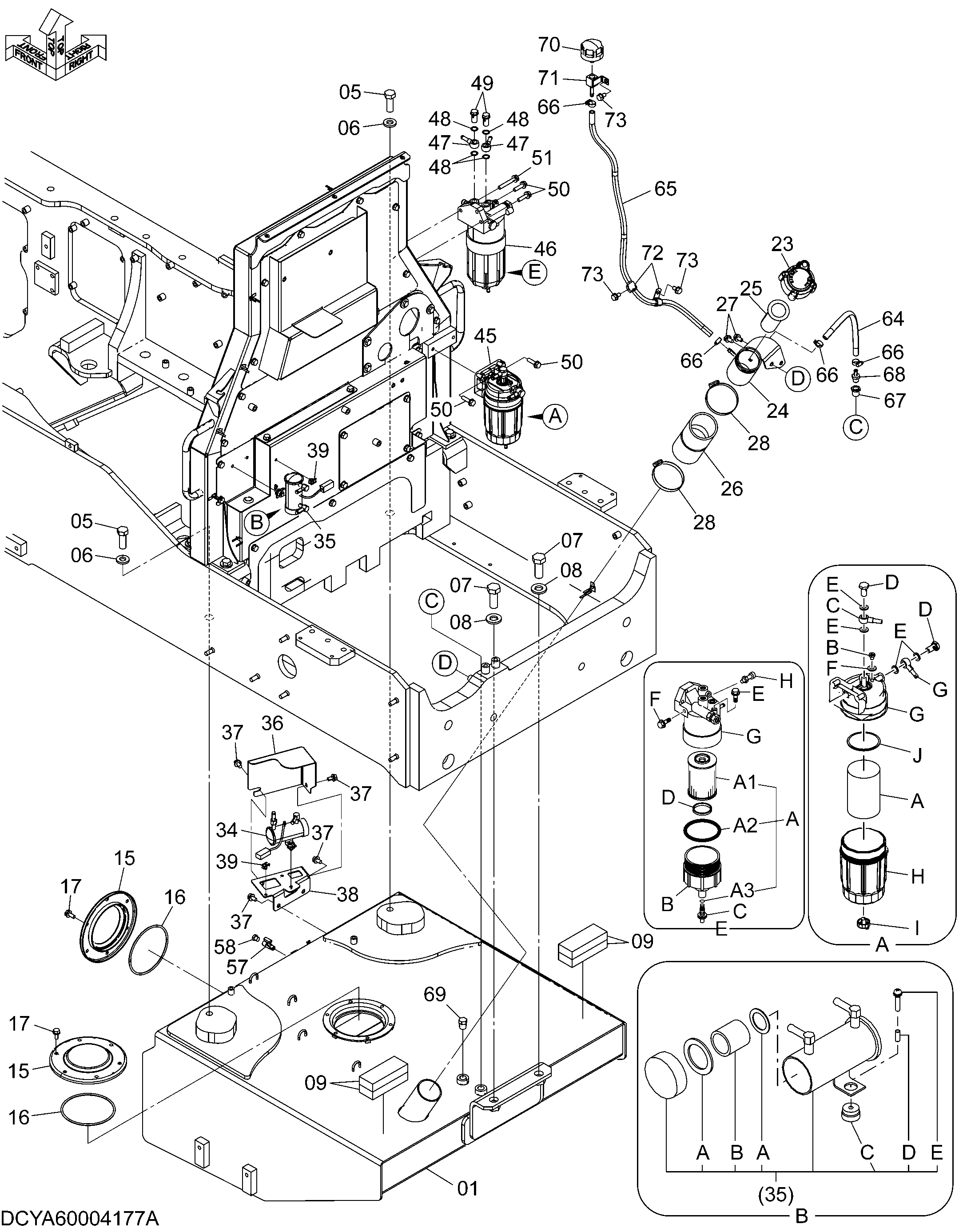 Схема Топливный бак HITACHI ZW250-5B