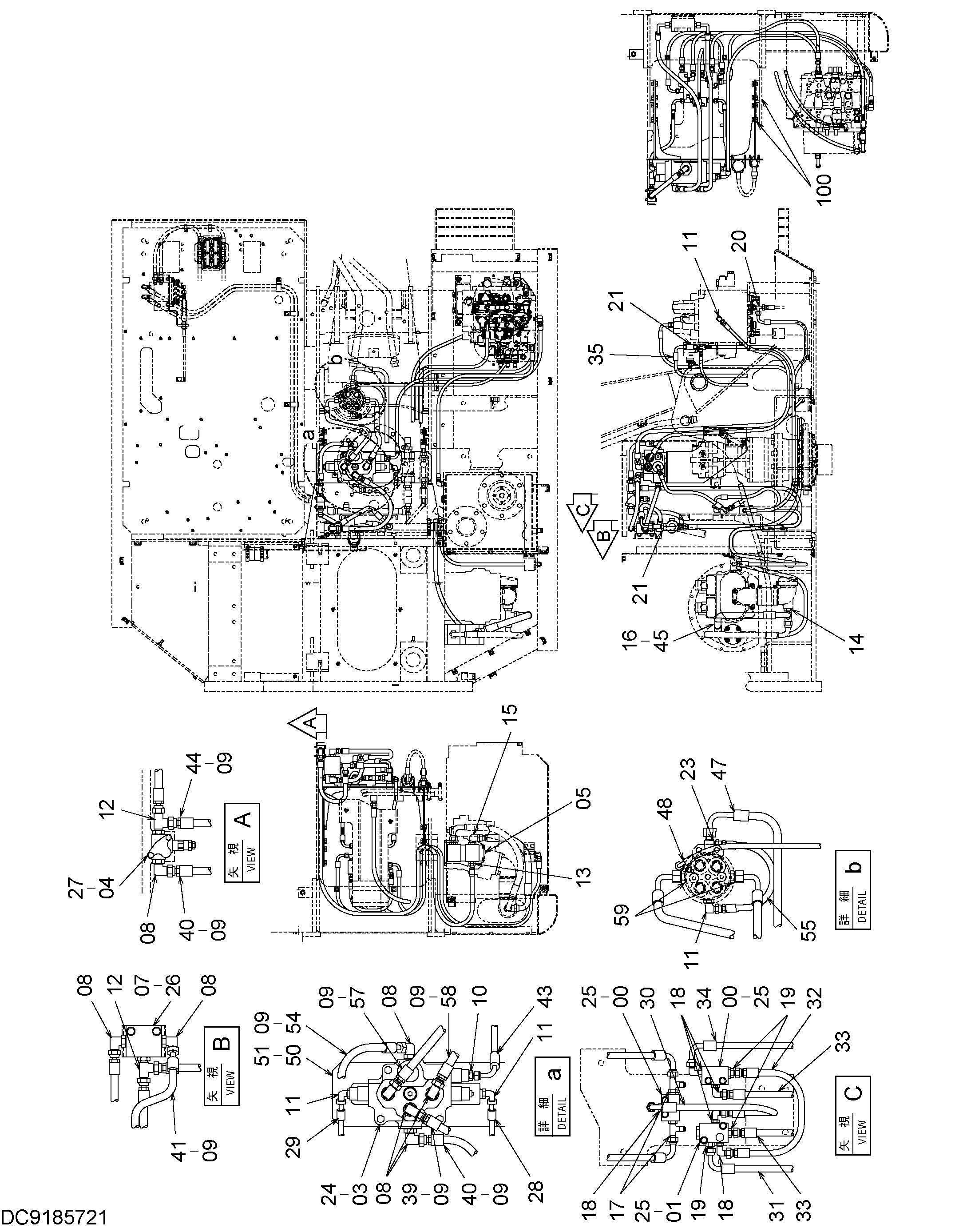 Схема Отвал трубопроводы (1) HITACHI EX90L-5