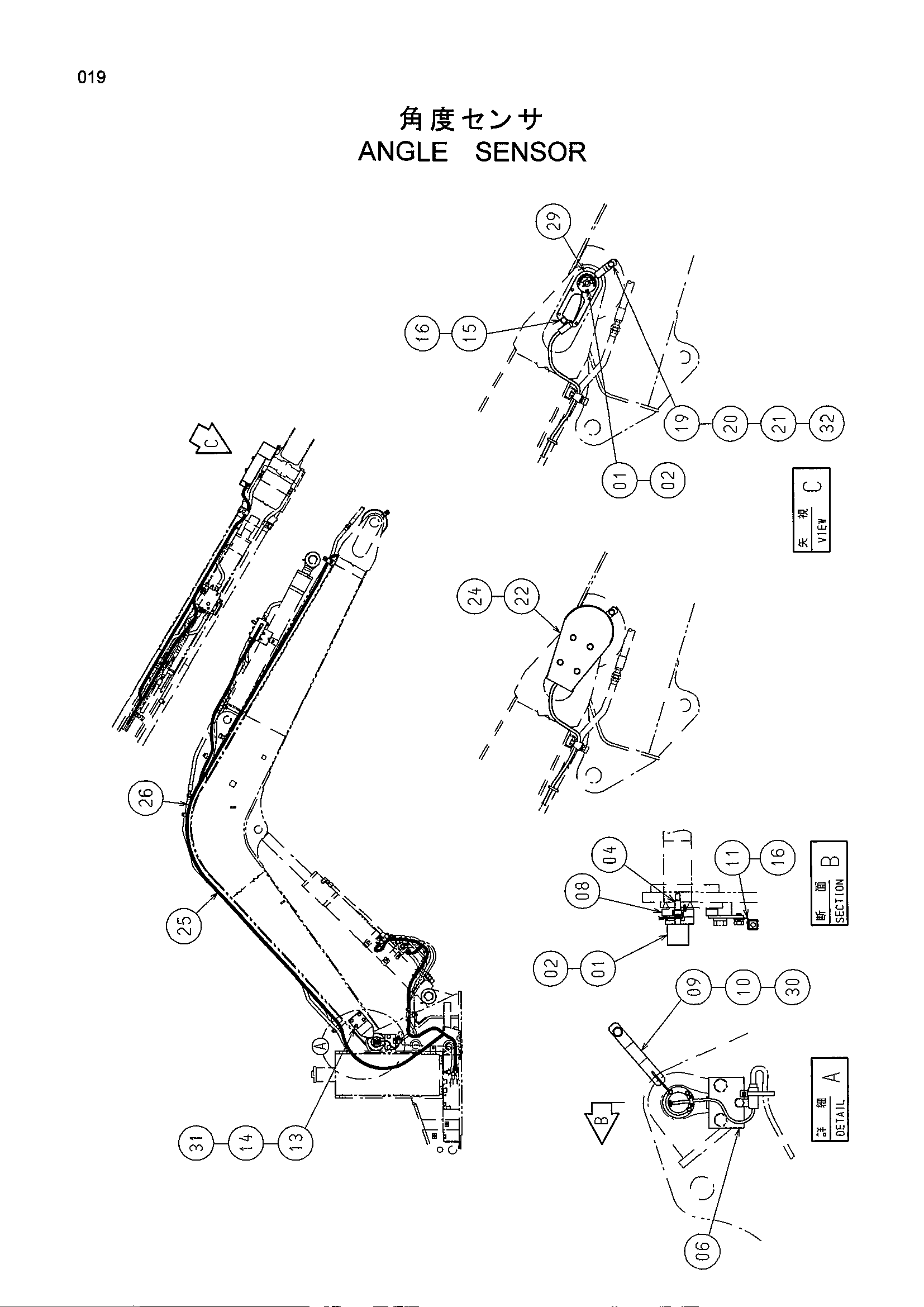 Схема Угол датчик HITACHI ZX70