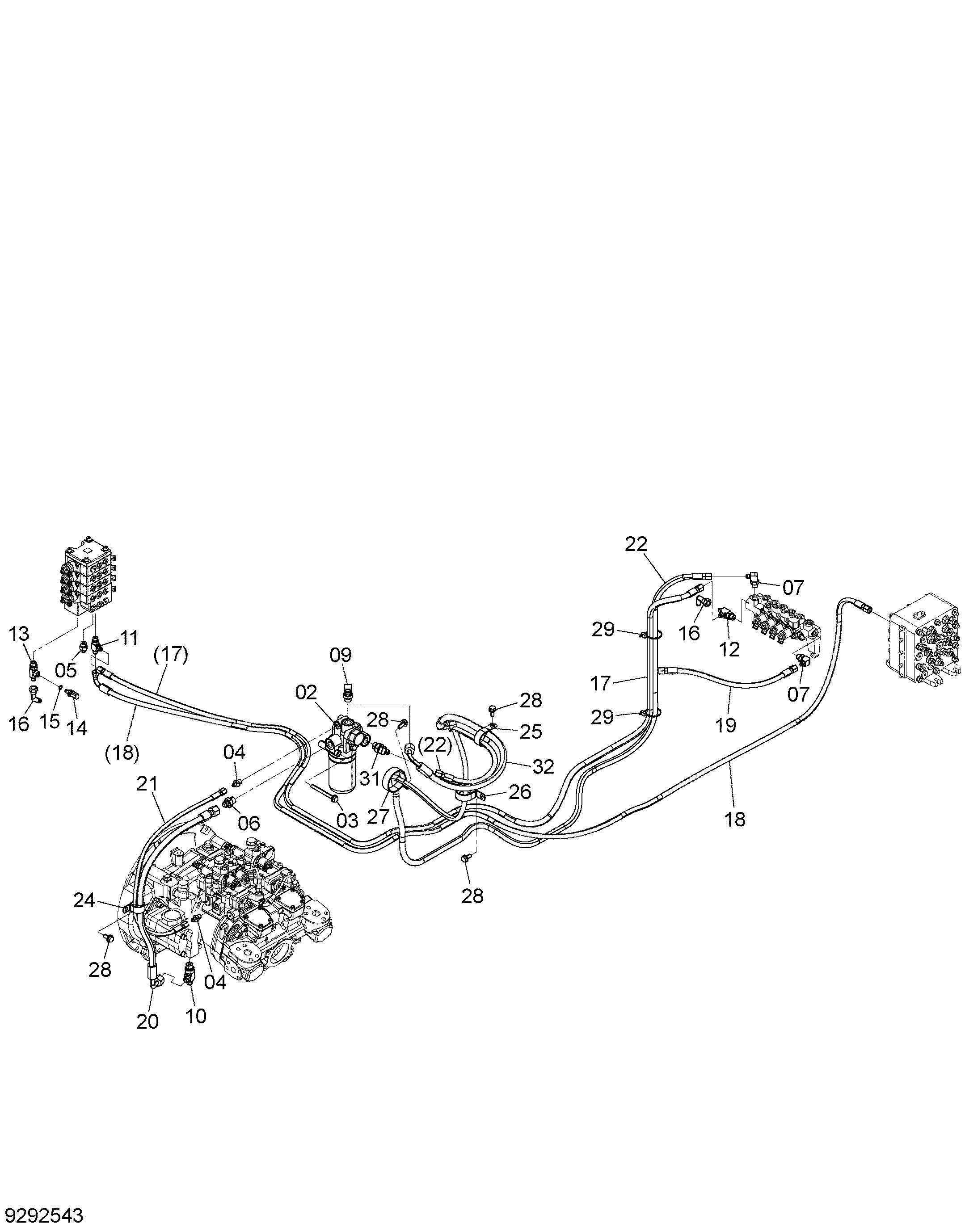 Схема Пилотные гидролинии (A) HITACHI ZX145W-3