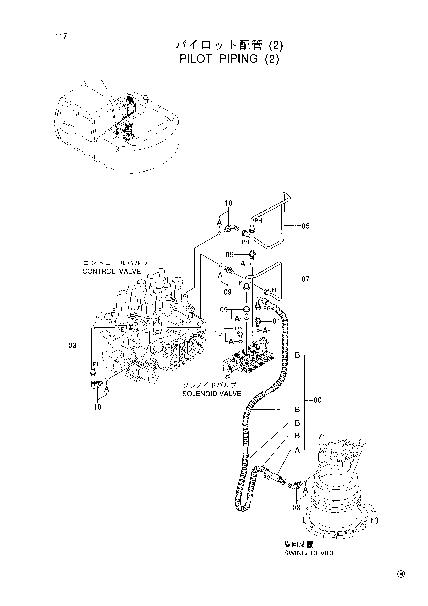 Схема Пилотный трубопроводы (2) HITACHI EX225USR(LC)