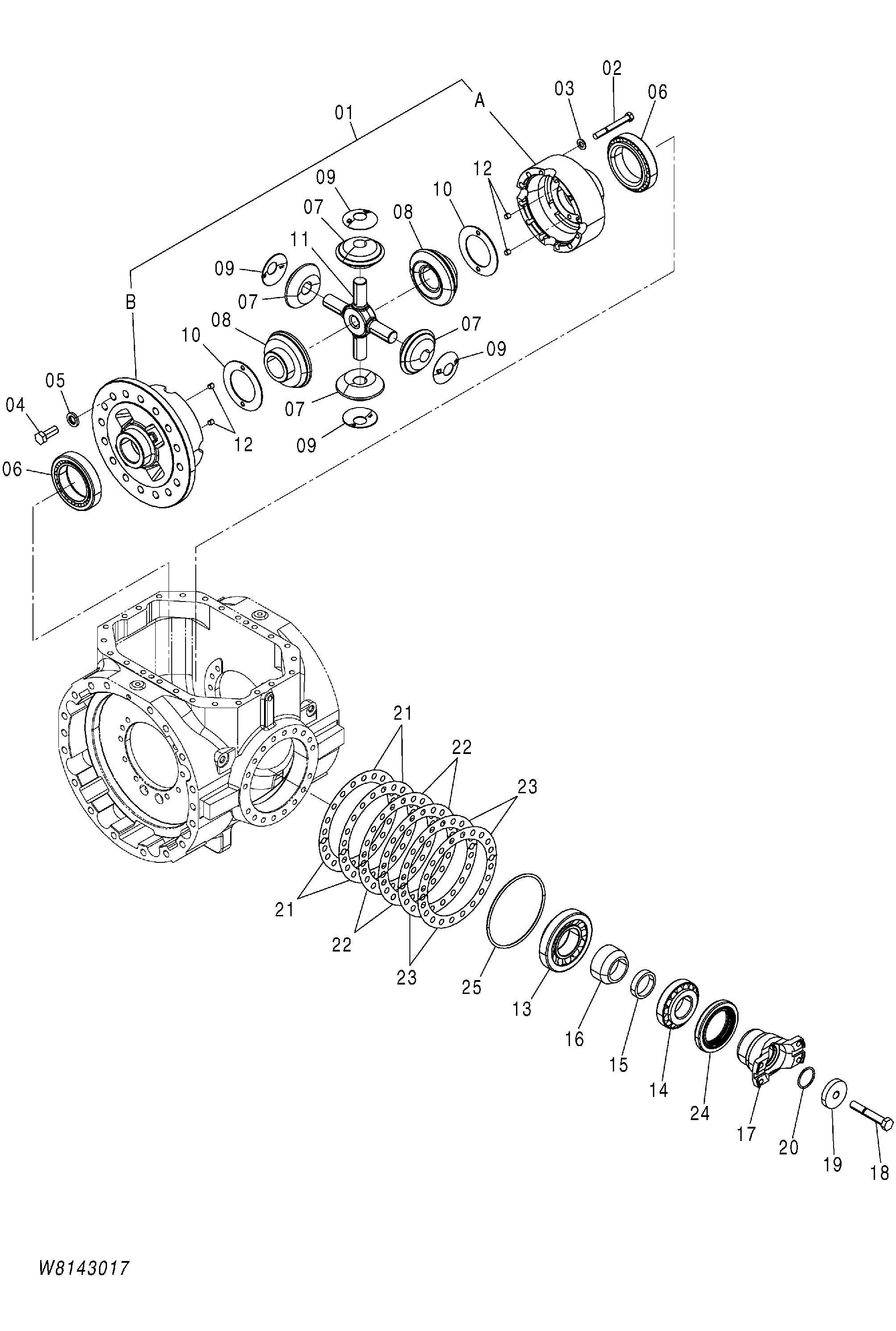 Схема Дифференциал (F R) HITACHI ZW140PL