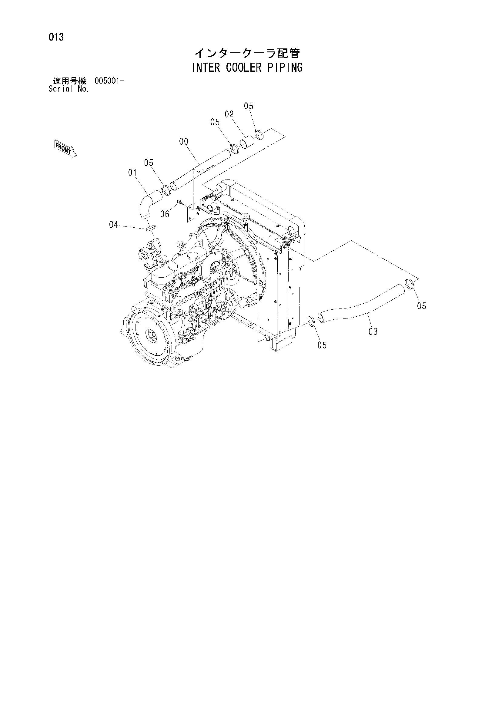 Схема Интер радиатор трубопроводы HITACHI ZX185USR