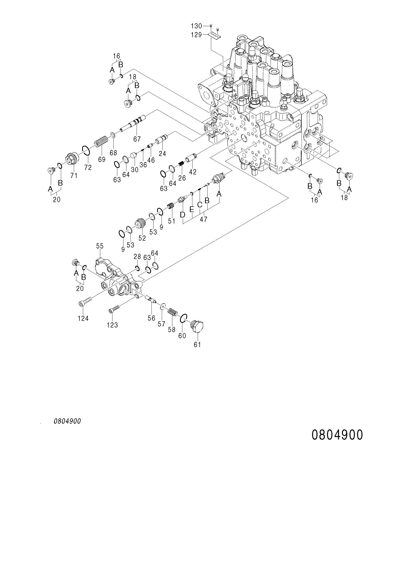 Схема Гидрораспределитель (1/8) HITACHI ZX125US-E