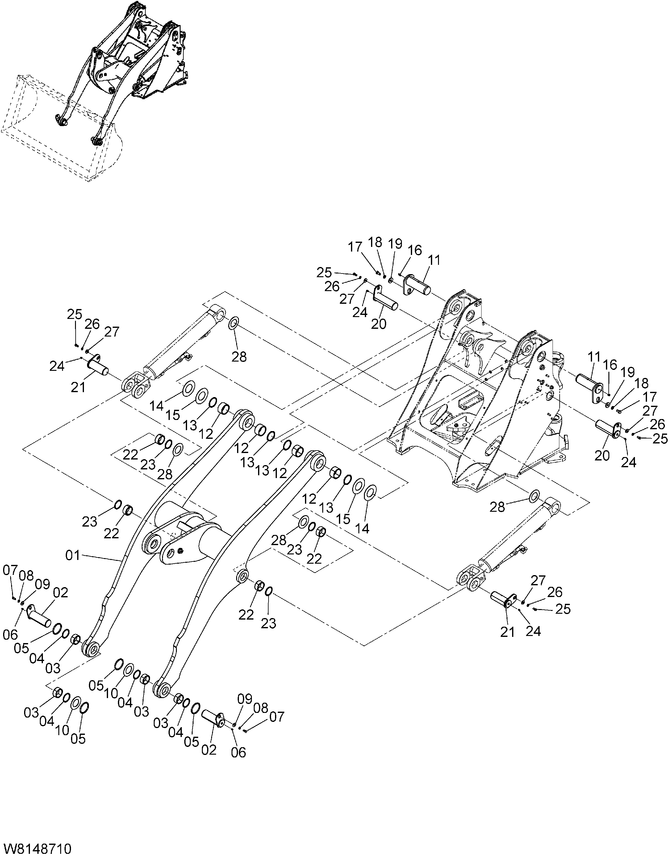 Схема Подъём рукоять(1) [6CC, H3C, HCC, HEC] (SLA) HITACHI ZW140