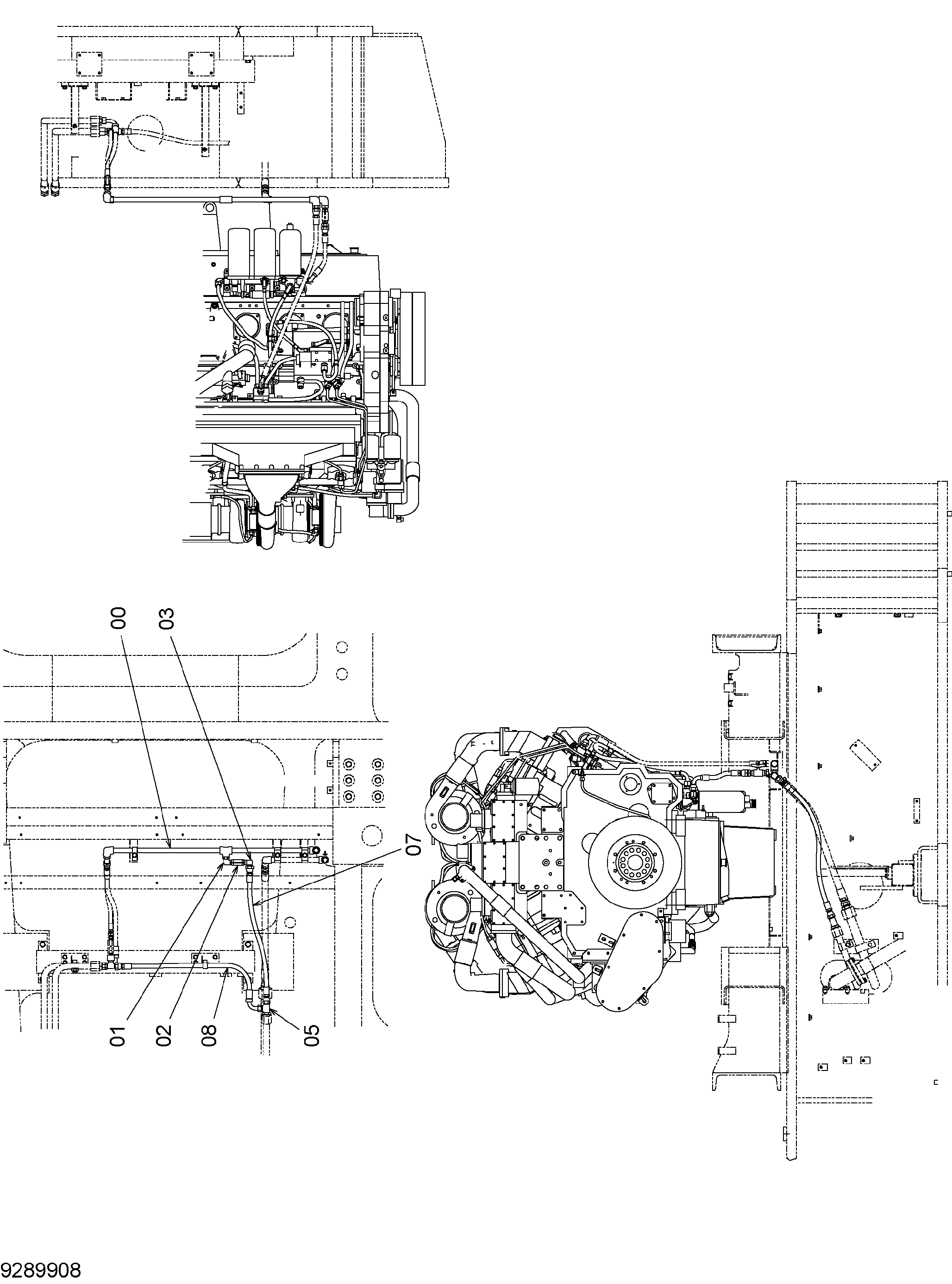 Схема Топливные трубопроводы (двигатель) HITACHI EX3600-6