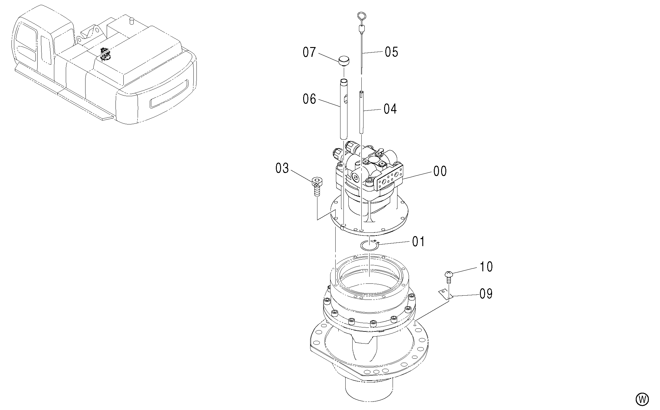 Схема Механизм поворота (правый)(1) HITACHI ZX450
