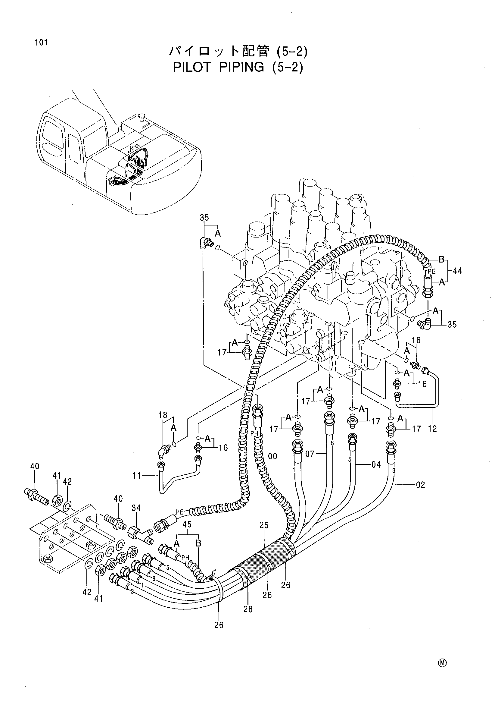 Схема Пилотные гидролинии (5-2) HITACHI EX200-5Z JPN