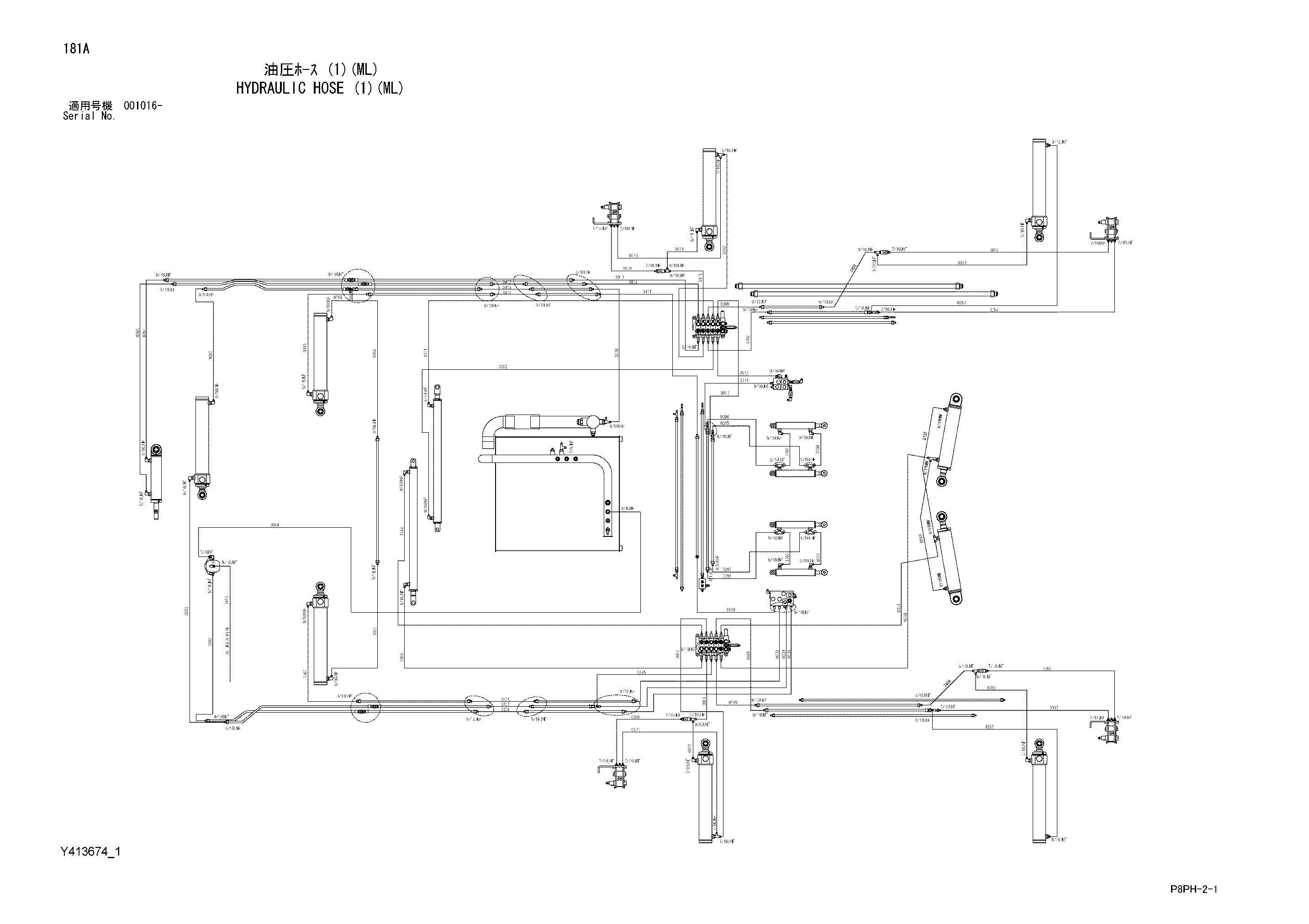 Схема Гидравлический шланг (1)(ML) HITACHI AR2000