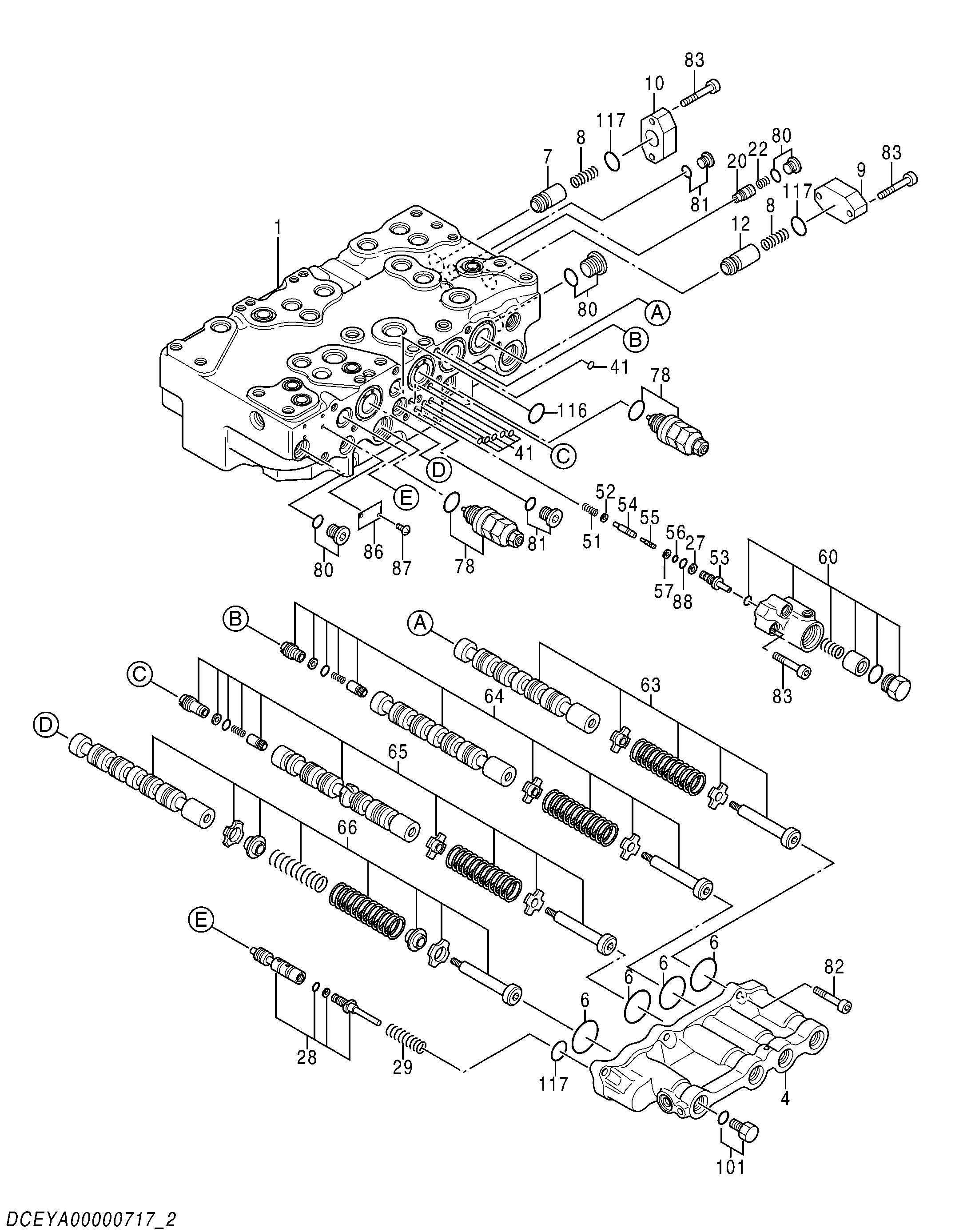 Схема Гидрораспределитель (2/5) HITACHI ZX240-5G