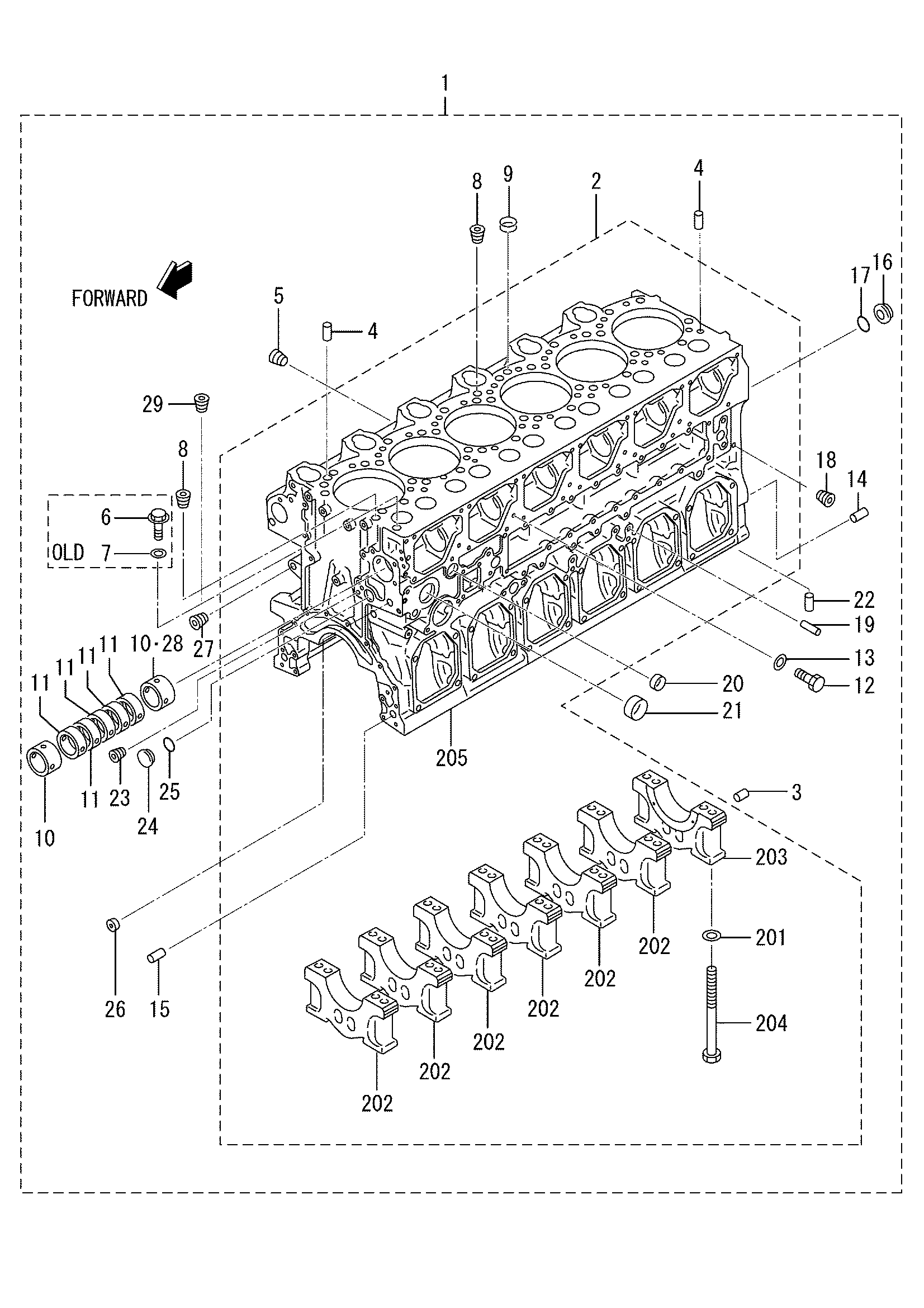 Схема Кранккасе в сборе HITACHI EX1200-5