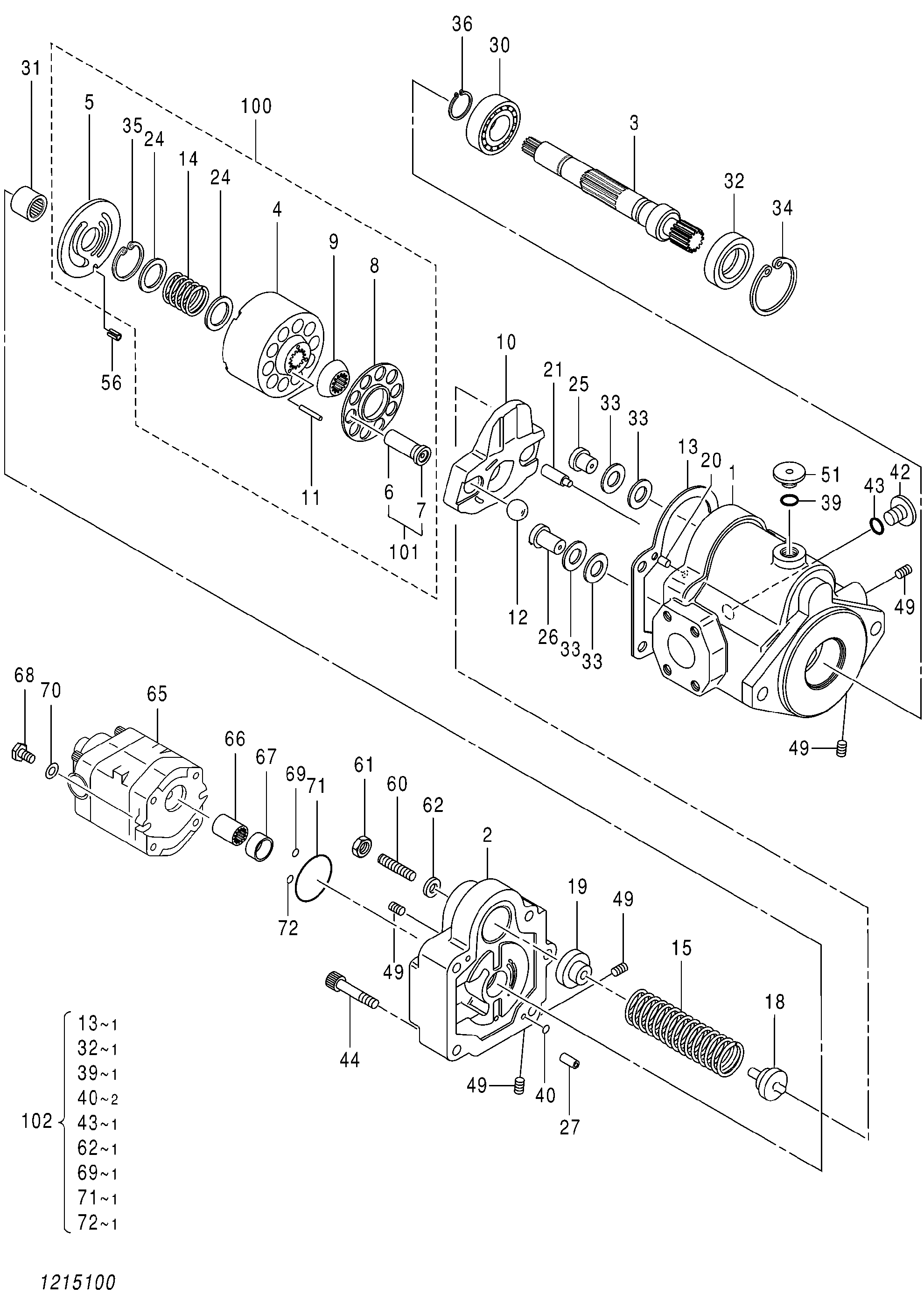 Схема Поршневой насос HITACHI ZX35B