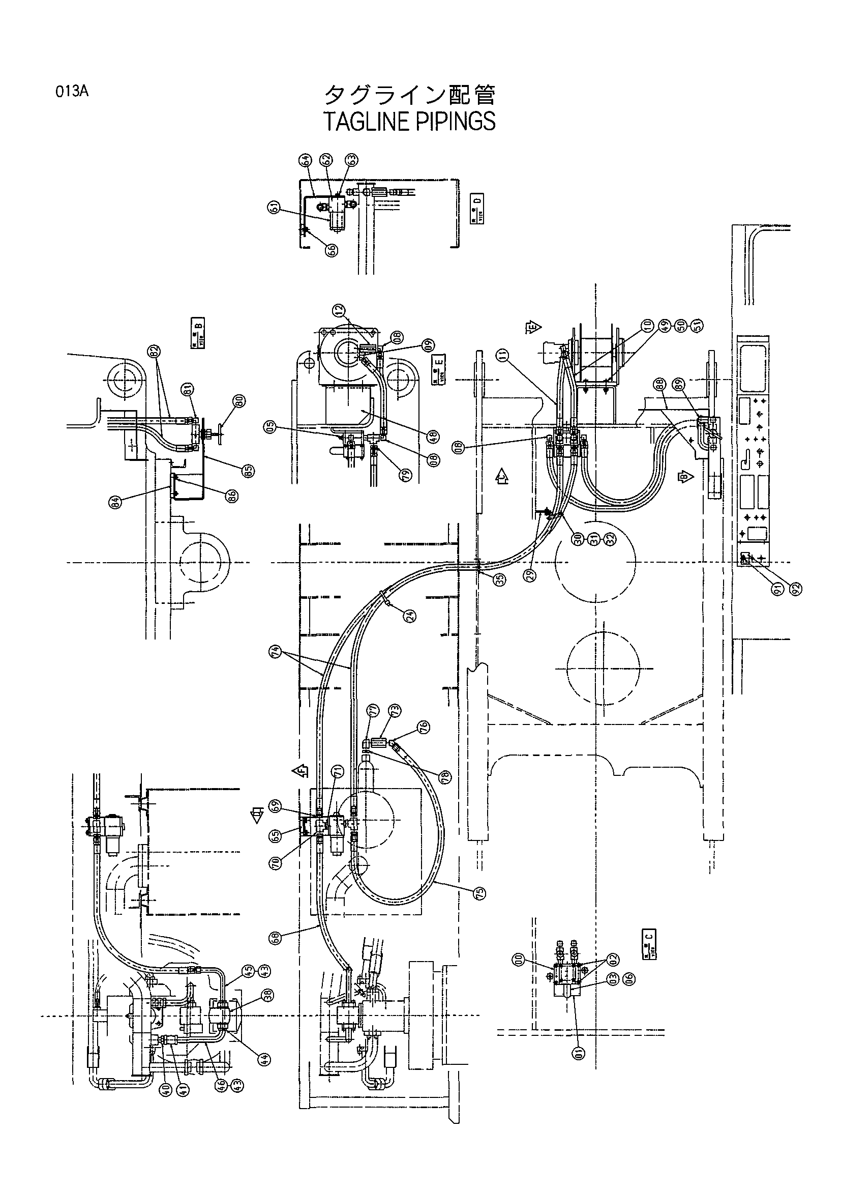 Схема Туглине трубопроводы HITACHI KH125-3(D)