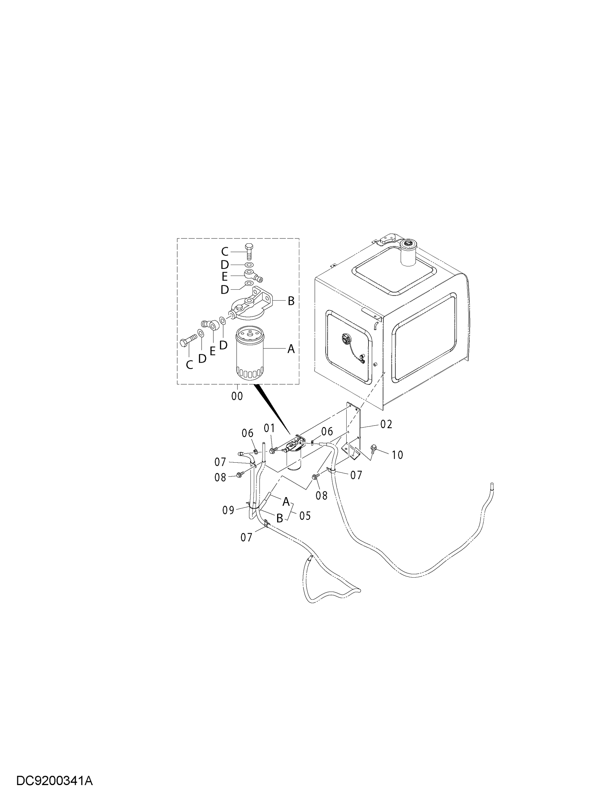 Схема Топливный двойной фильтр HITACHI ZX250K-3G