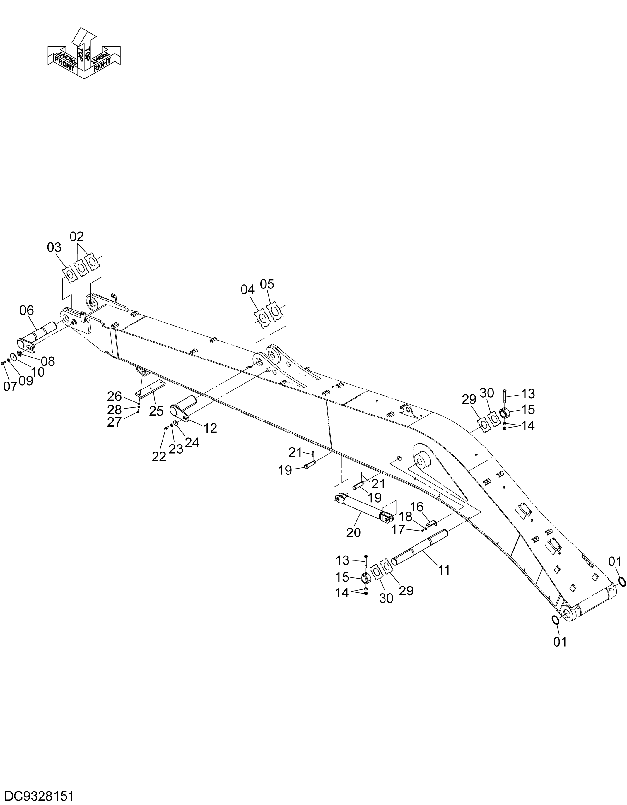 Схема Стрела детали (тип H15LD) HITACHI ZX250LCN-5B