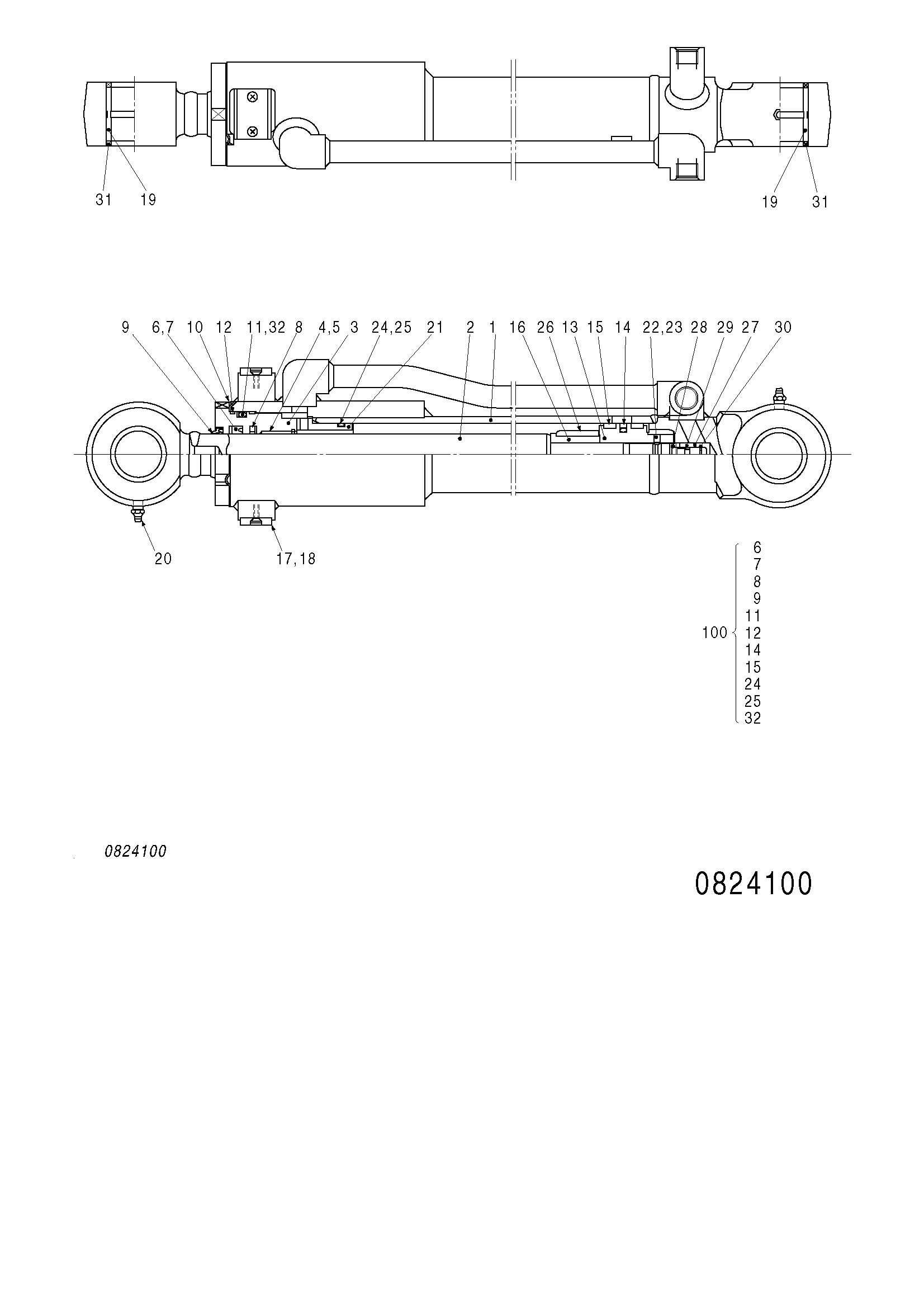 Схема Гидроцилиндр. (скольжение рукоять) HITACHI ZX75US