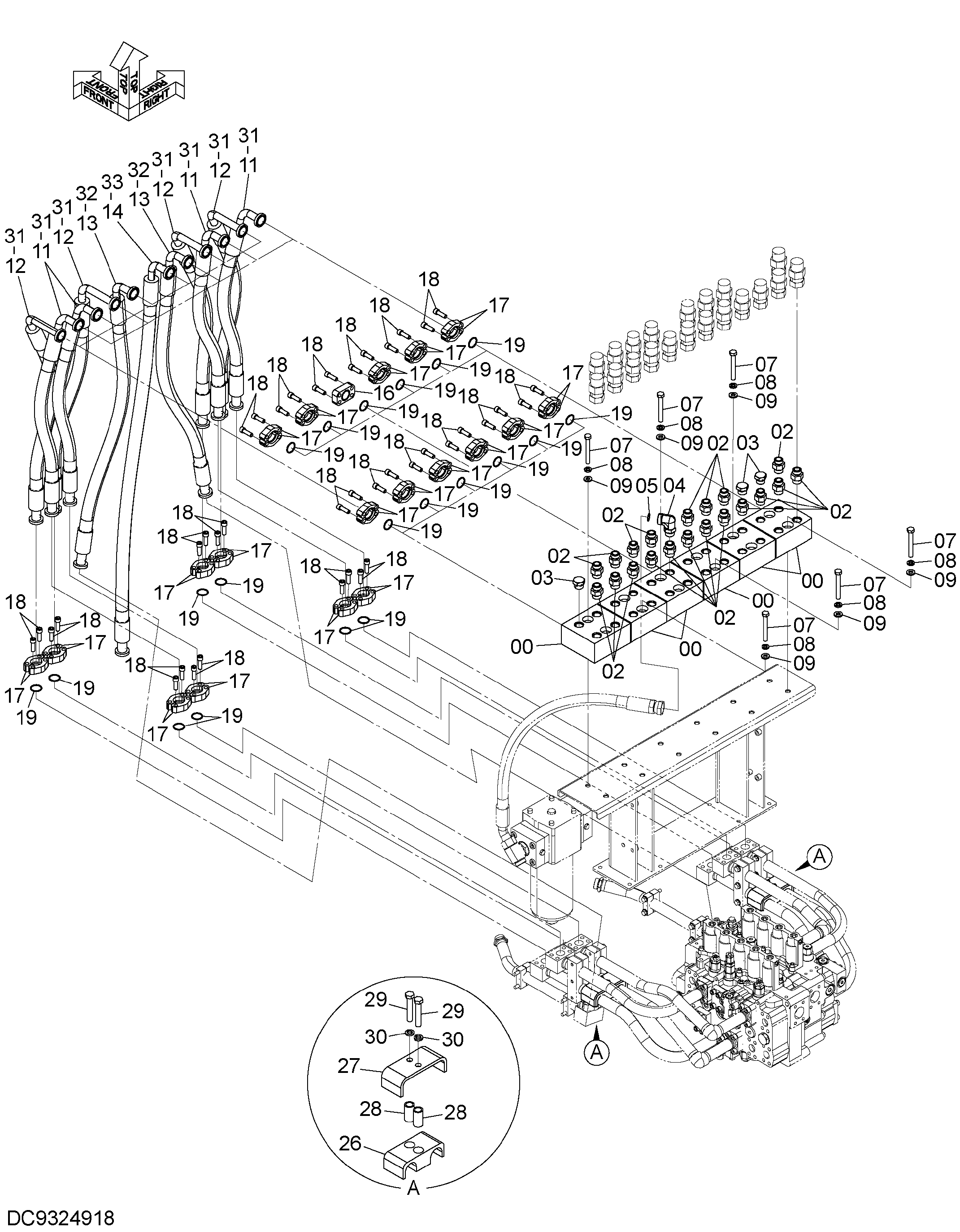 Схема Основные гидролинии (4) HITACHI ZX1800K-3
