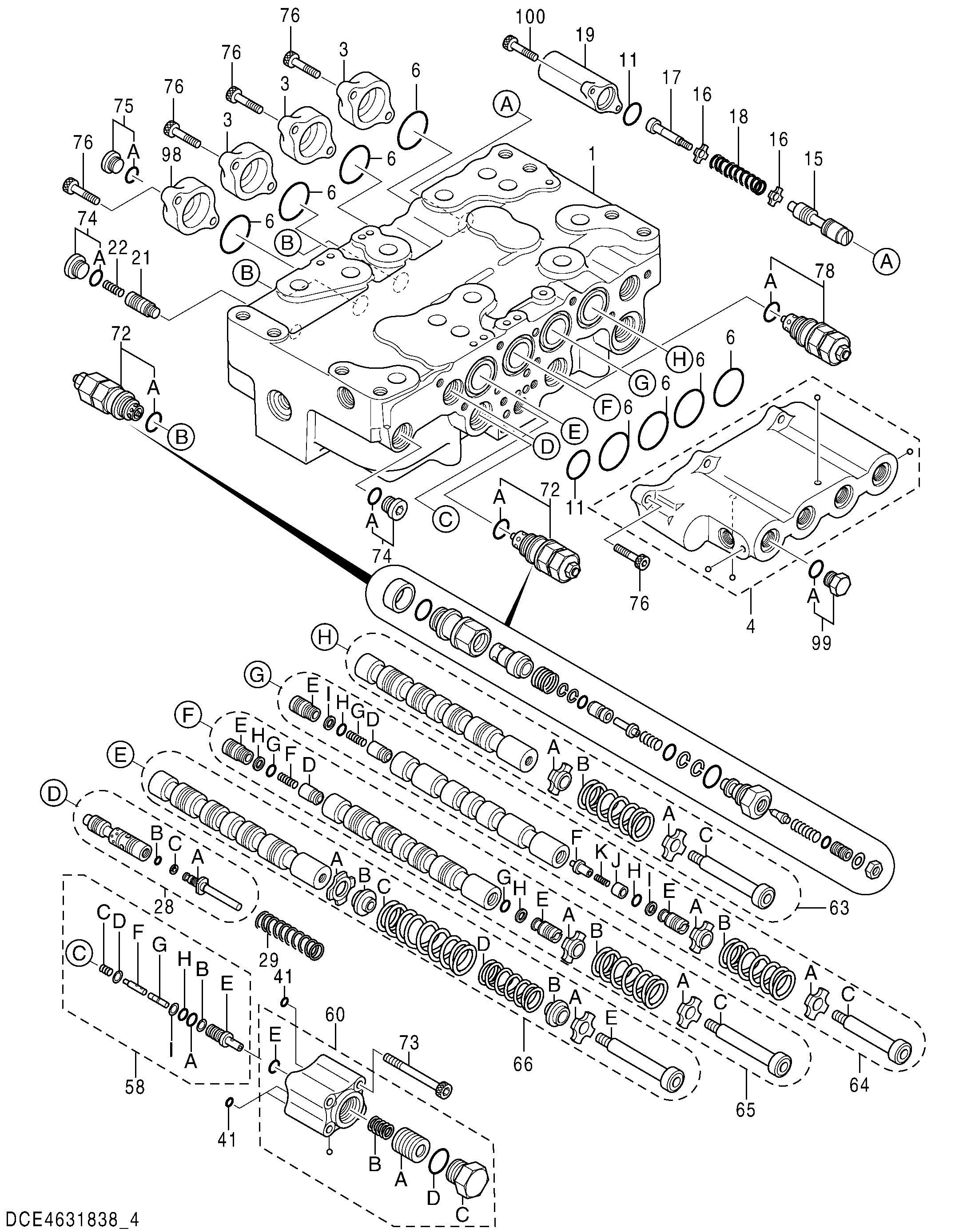 Схема Гидрораспределитель (4/5) HITACHI MA200-G