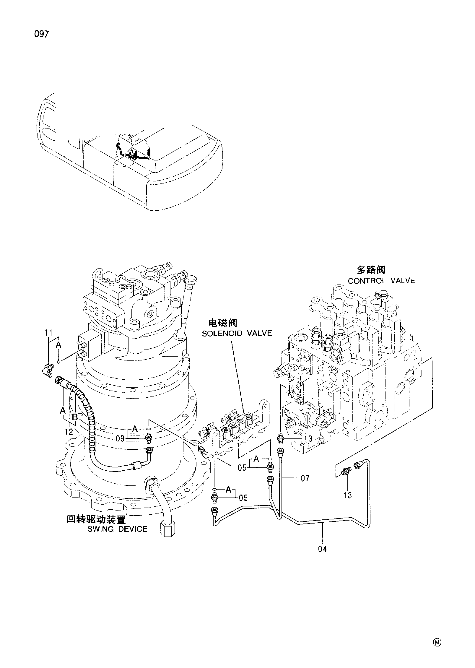 Схема Пилотный трубопроводы (2) HITACHI EX350H-5HHE