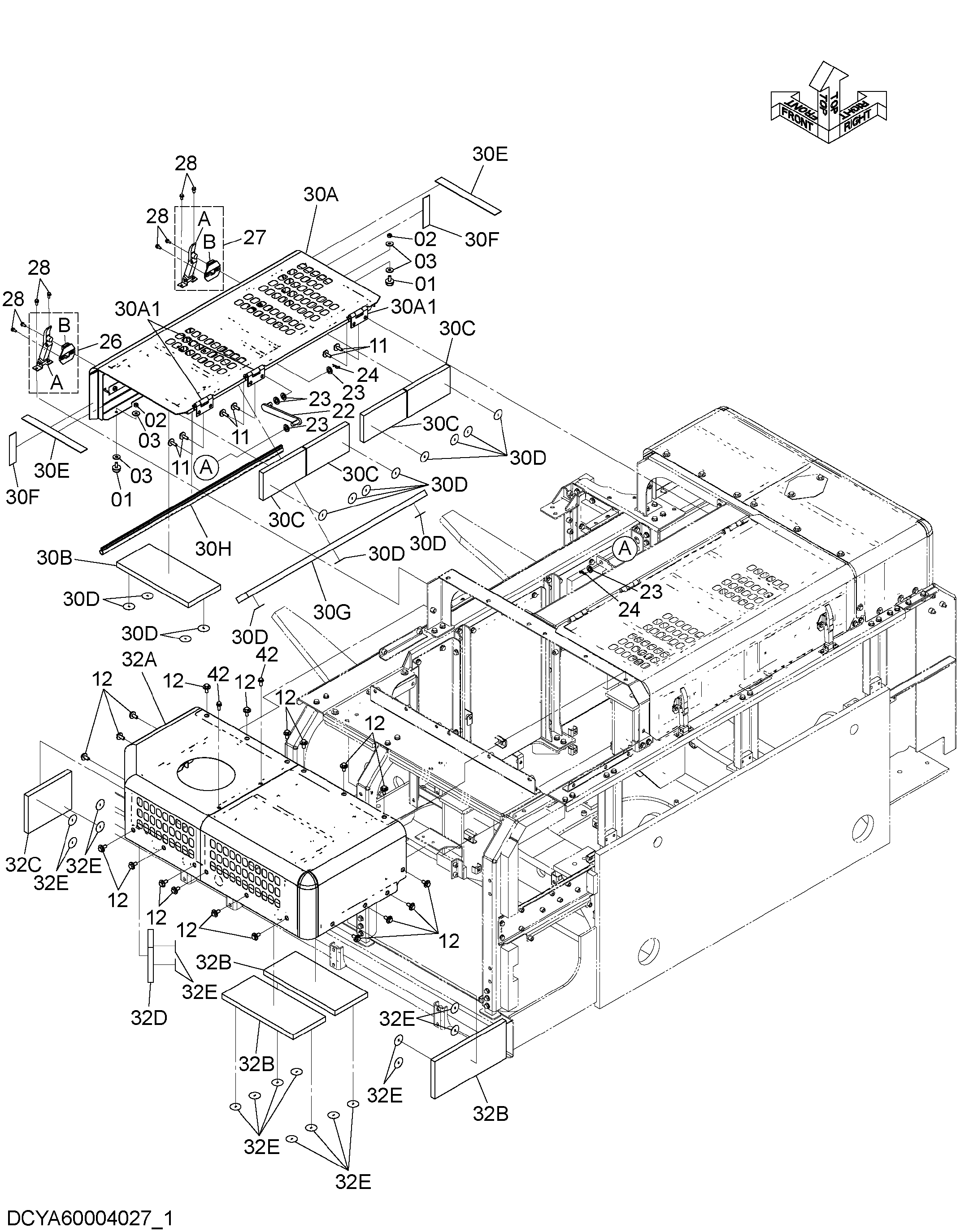 Схема Крышка двигателя (1) HITACHI ZX470H-5G