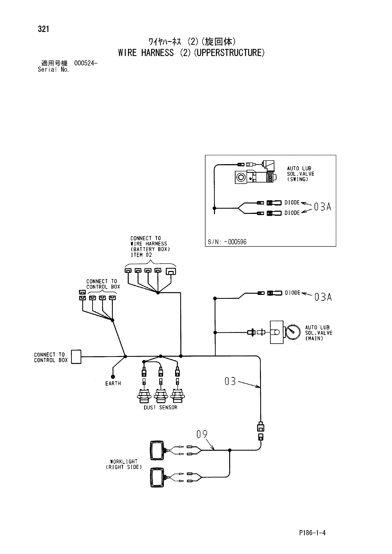 Схема Провод жгут проводов (2)(верхняя платформа) HITACHI EX2500-5