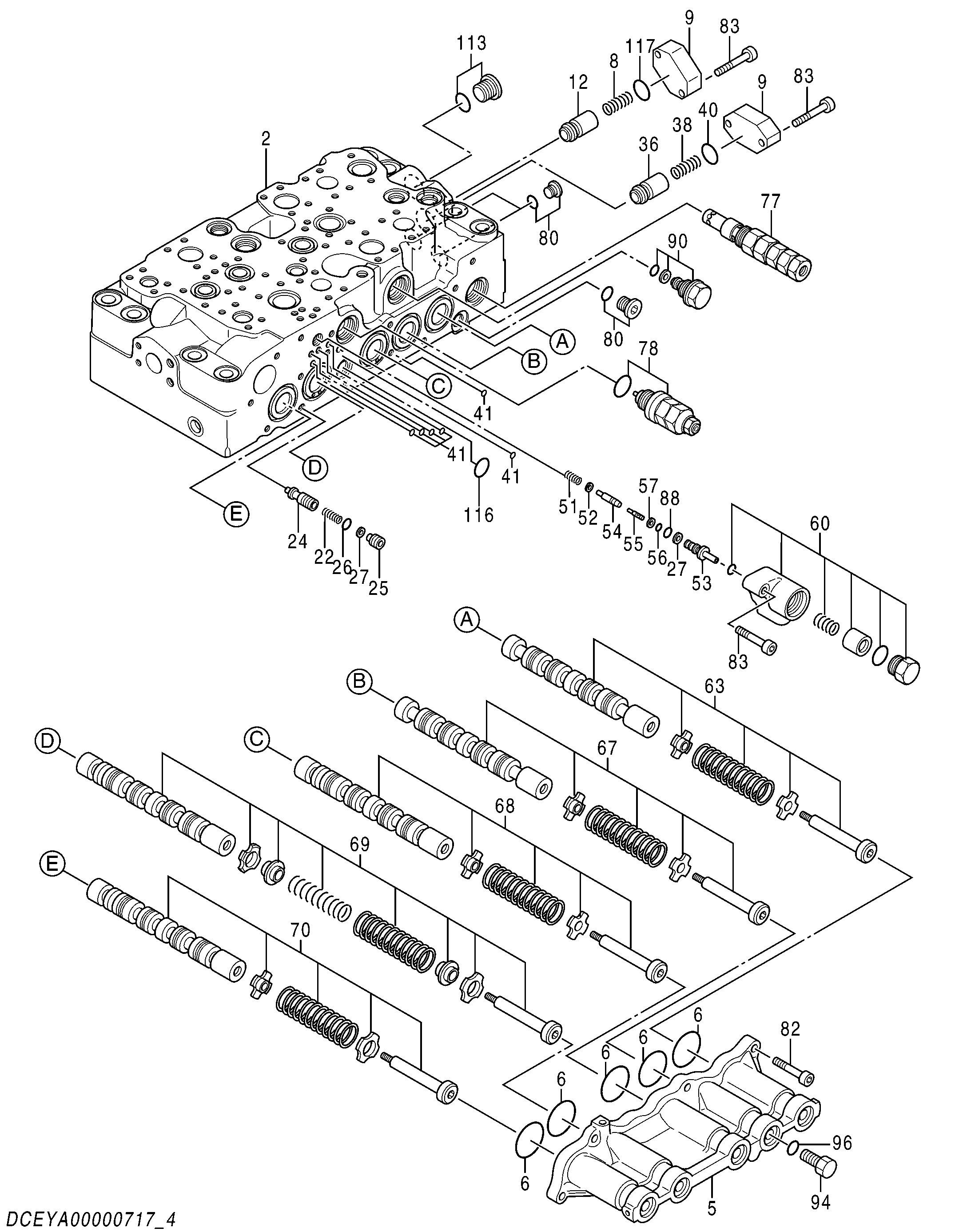 Схема Гидрораспределитель (4/5) HITACHI ZX240-5G