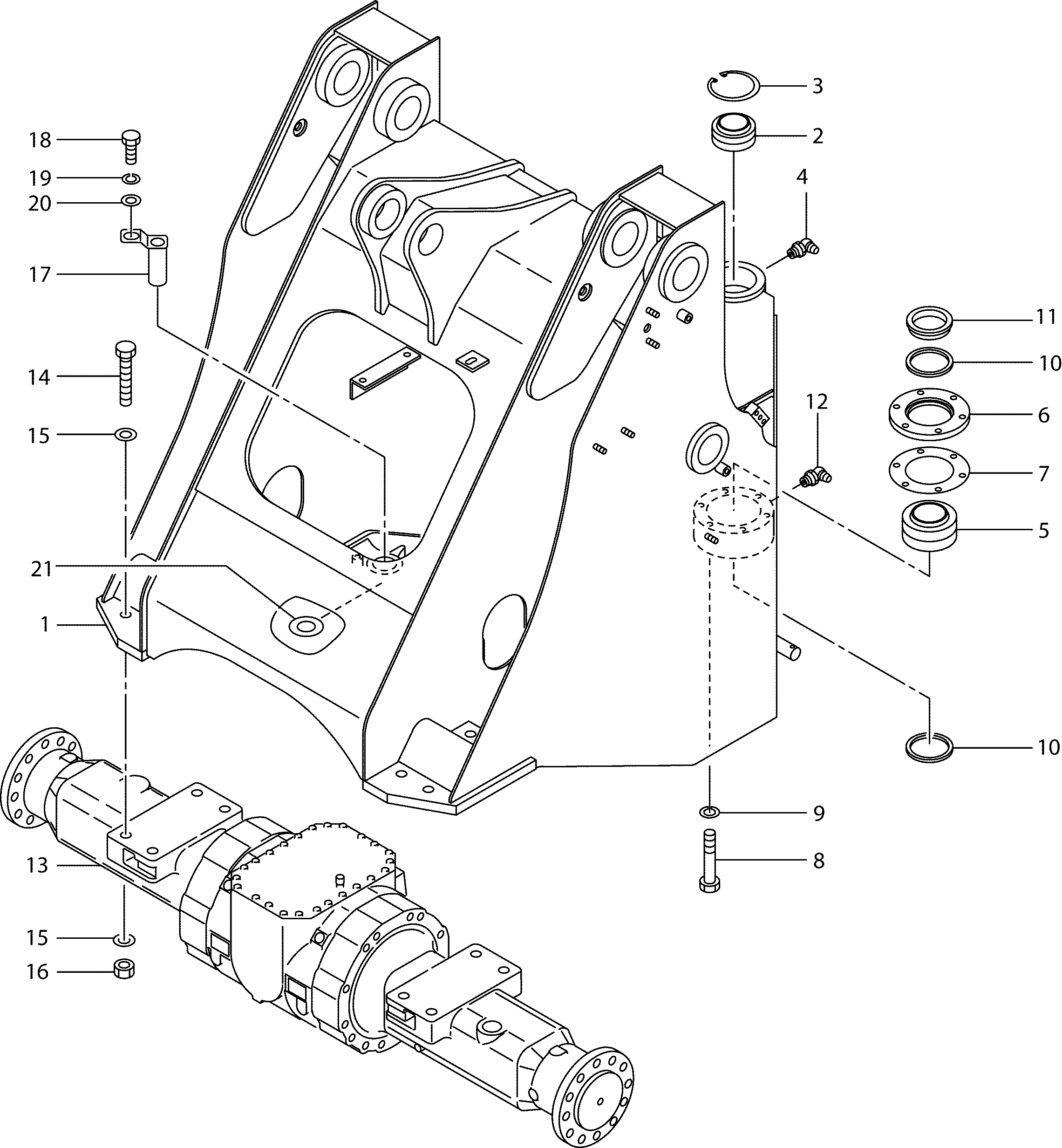 Схема Передний рама HITACHI LX80-7