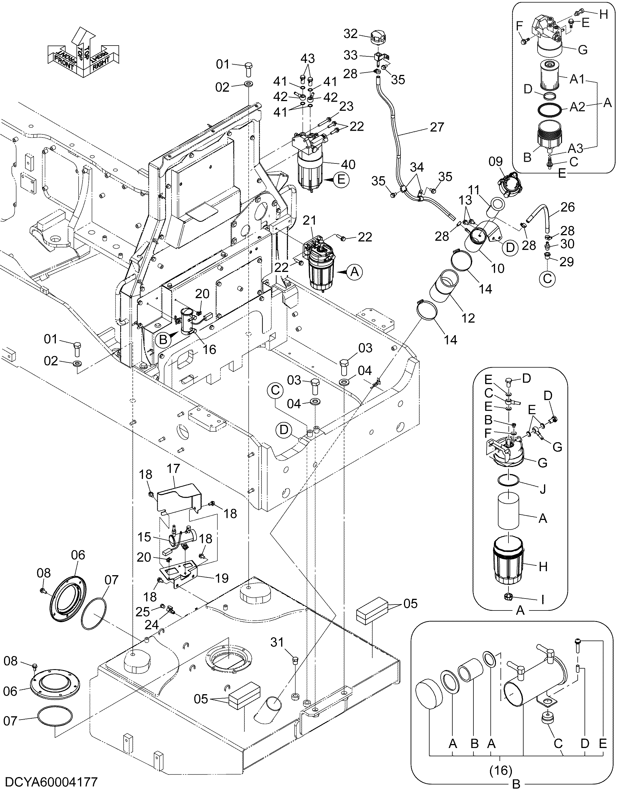 Схема Топливный бак HITACHI ZW250-5B