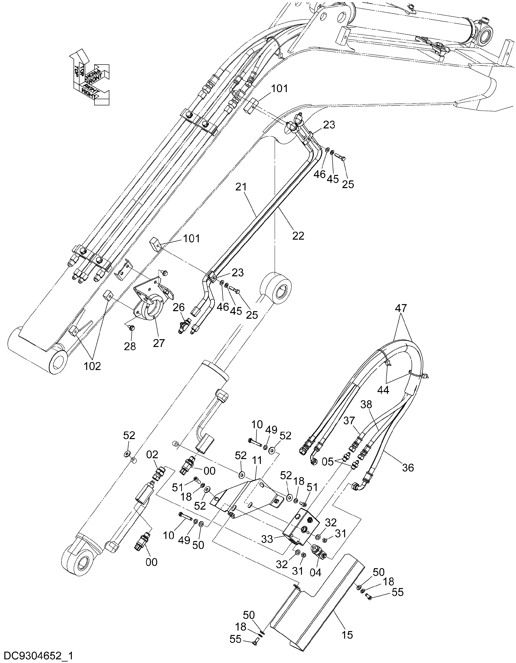 Схема Клапан трубопроводы (1-1)(ML кран) HITACHI ZX35B