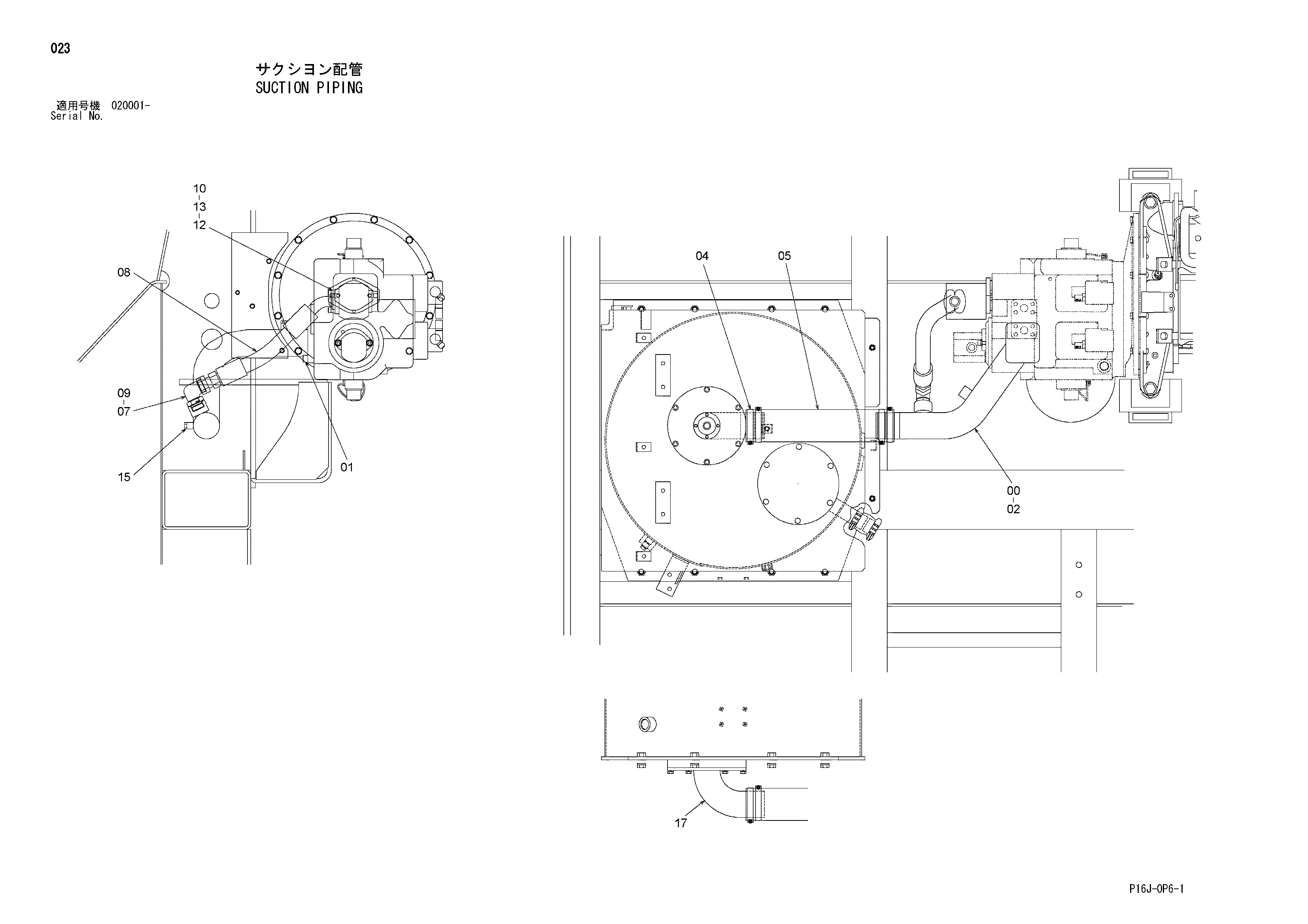 Схема Всасывающие трубопроводы HITACHI ZX450
