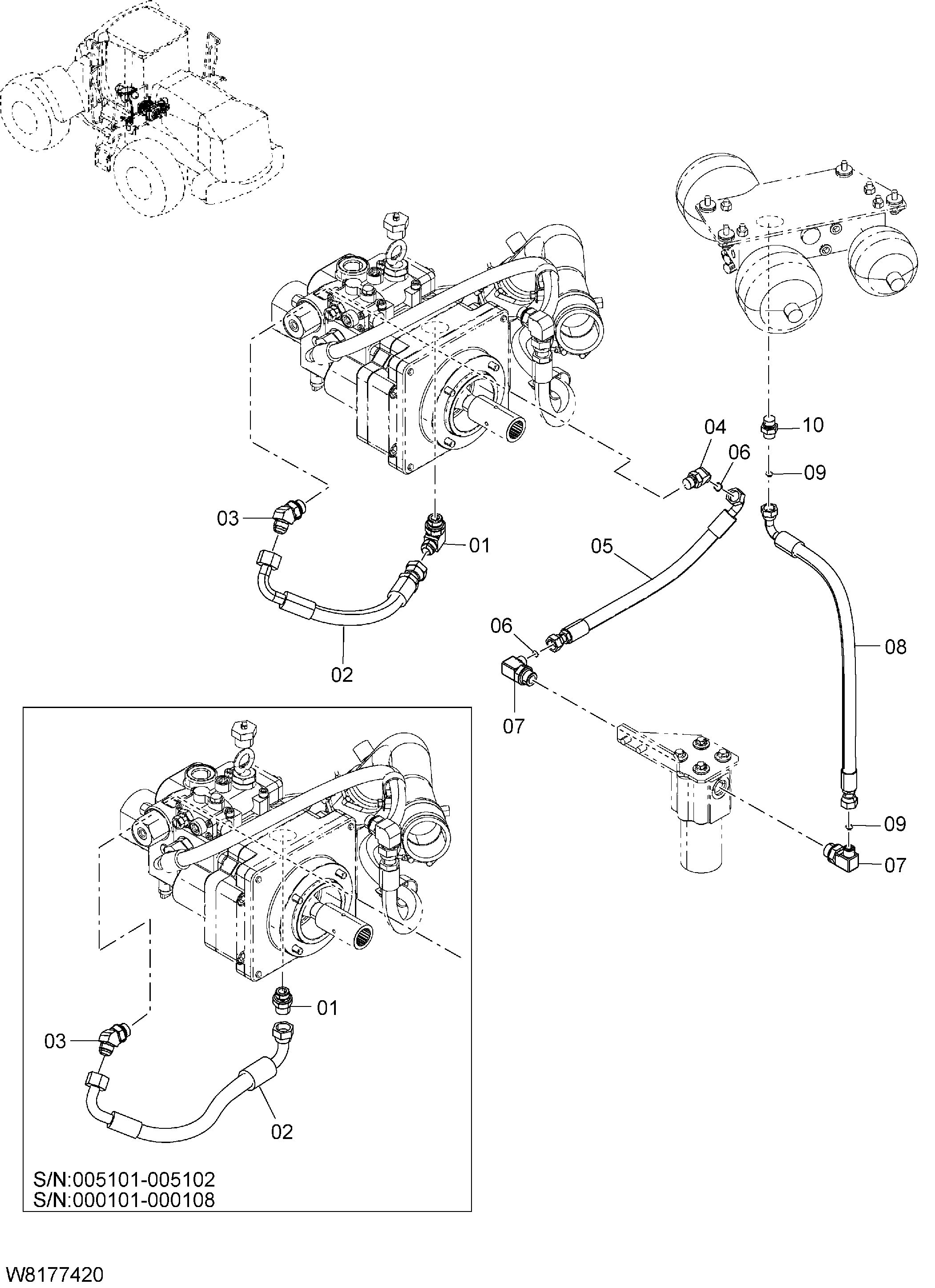 Схема Пилотные гидролинии(2) HITACHI ZW310