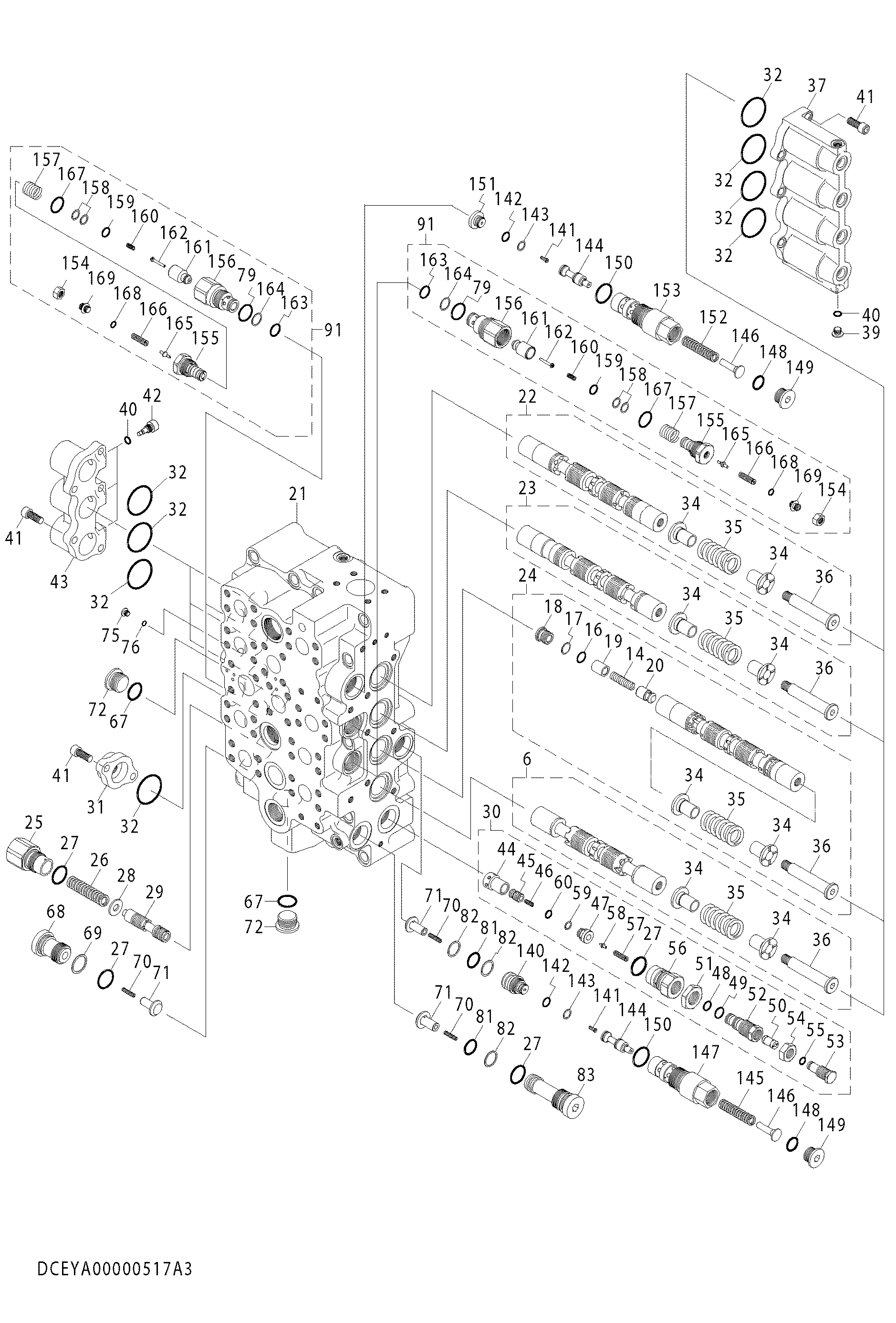 Схема Гидрораспределитель (3/4) HITACHI ZX850-3