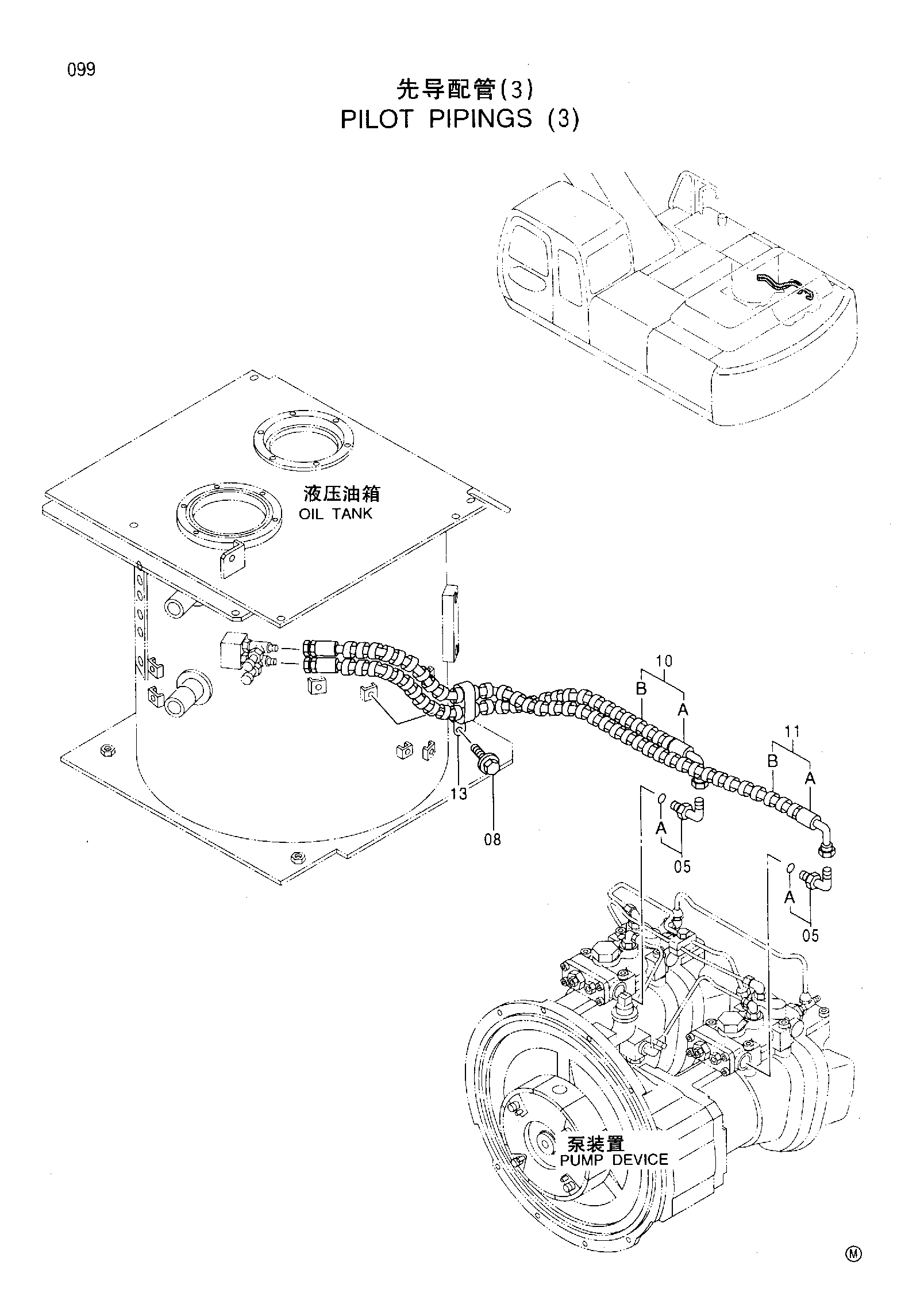 Схема Пилотный трубопроводы (3) HITACHI EX350H-5HHE
