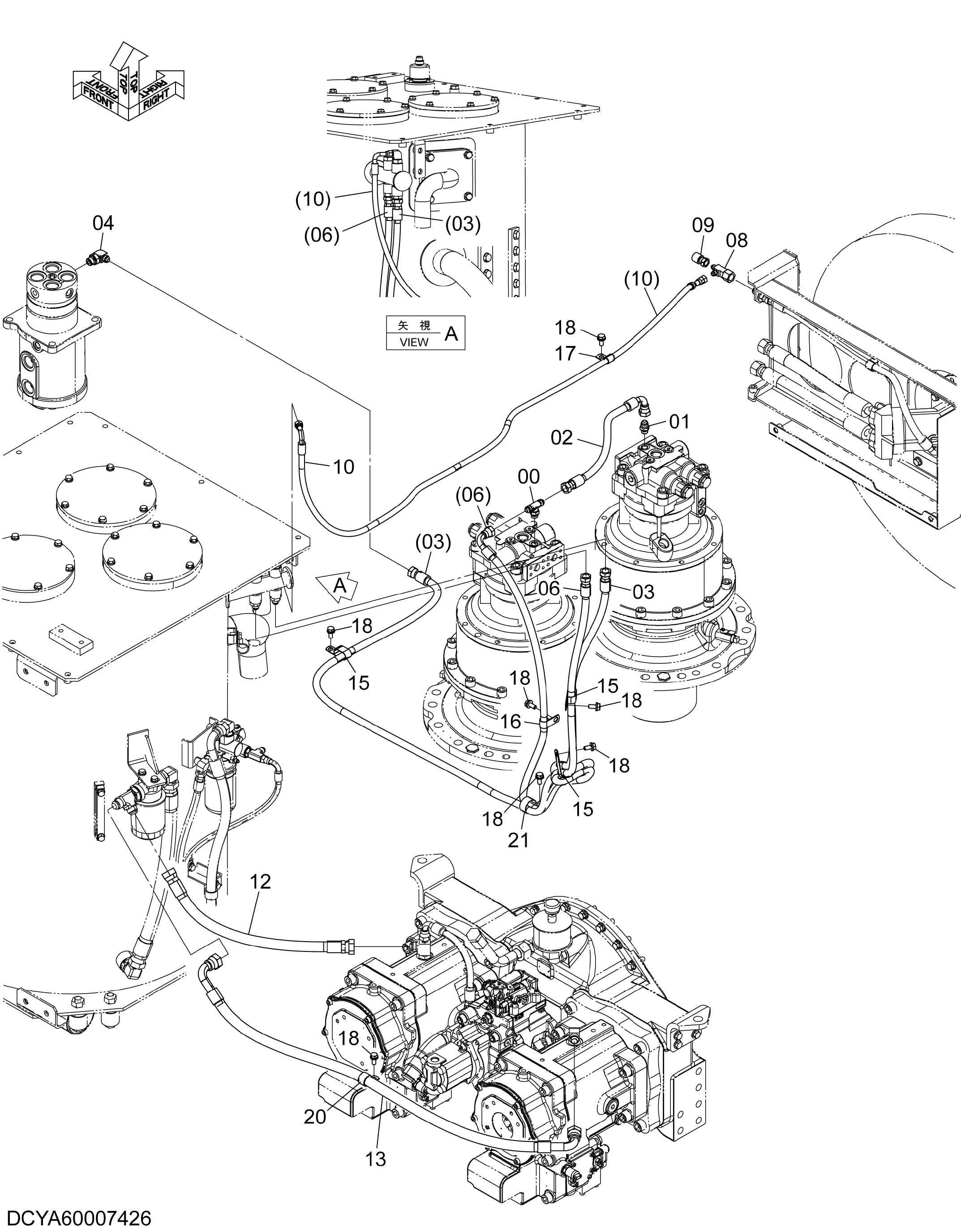 Схема Дренажные трубопроводы (1) HITACHI ZX670LCH-5G